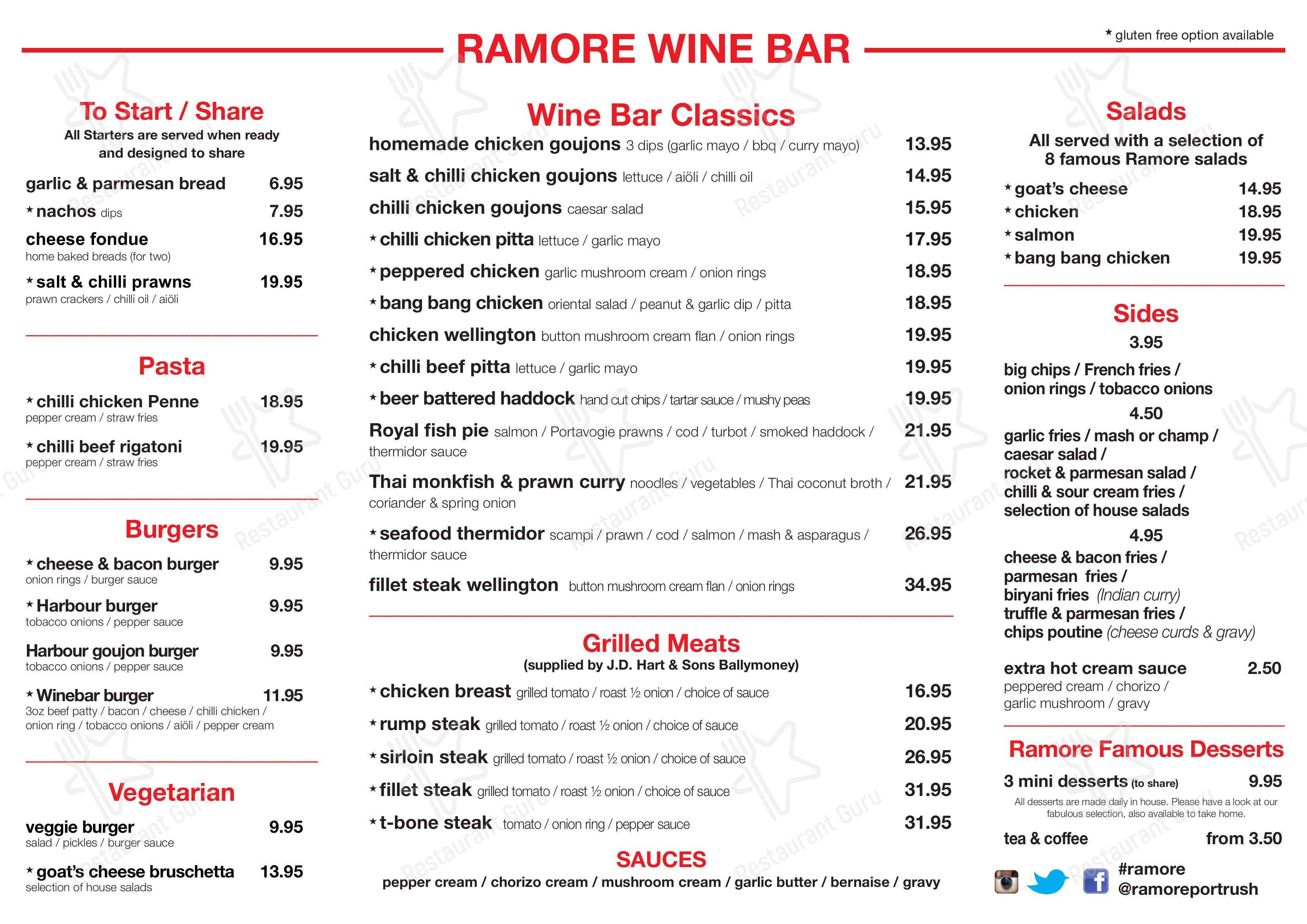 Menu at Ramore Wine Bar, Portrush