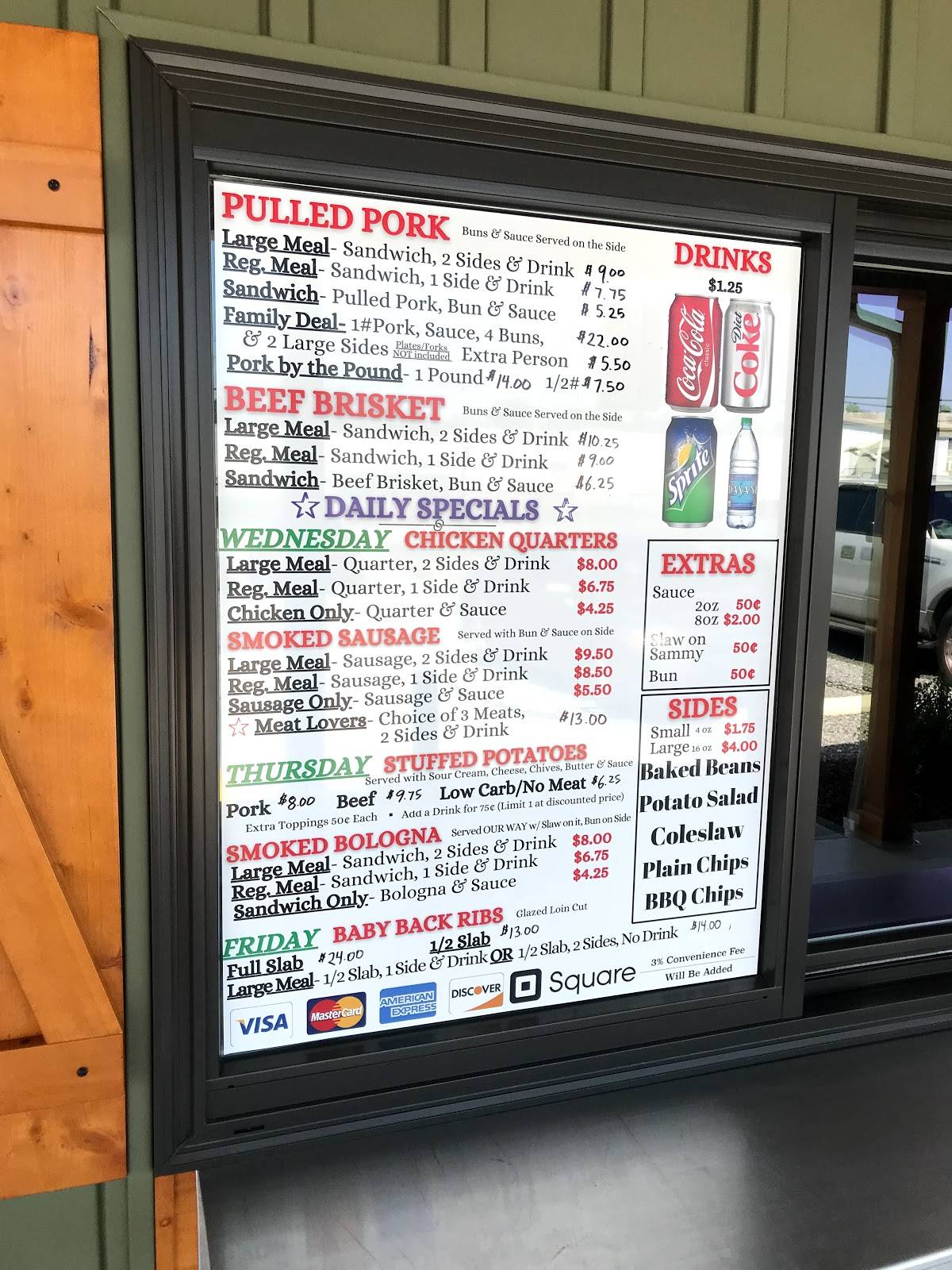 Menu at Top Choice BBQ, Greeneville