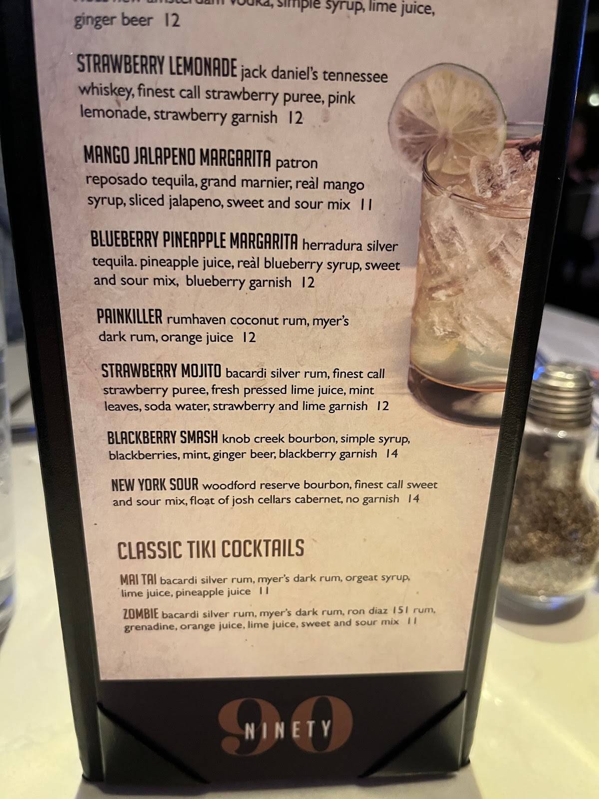 Menu at 90 NINETY Bar + Grill, Las Vegas