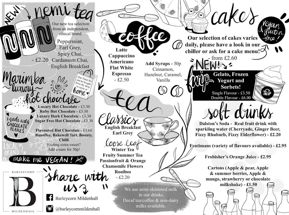 Menu at Barleycorn Mildenhall, Mildenhall