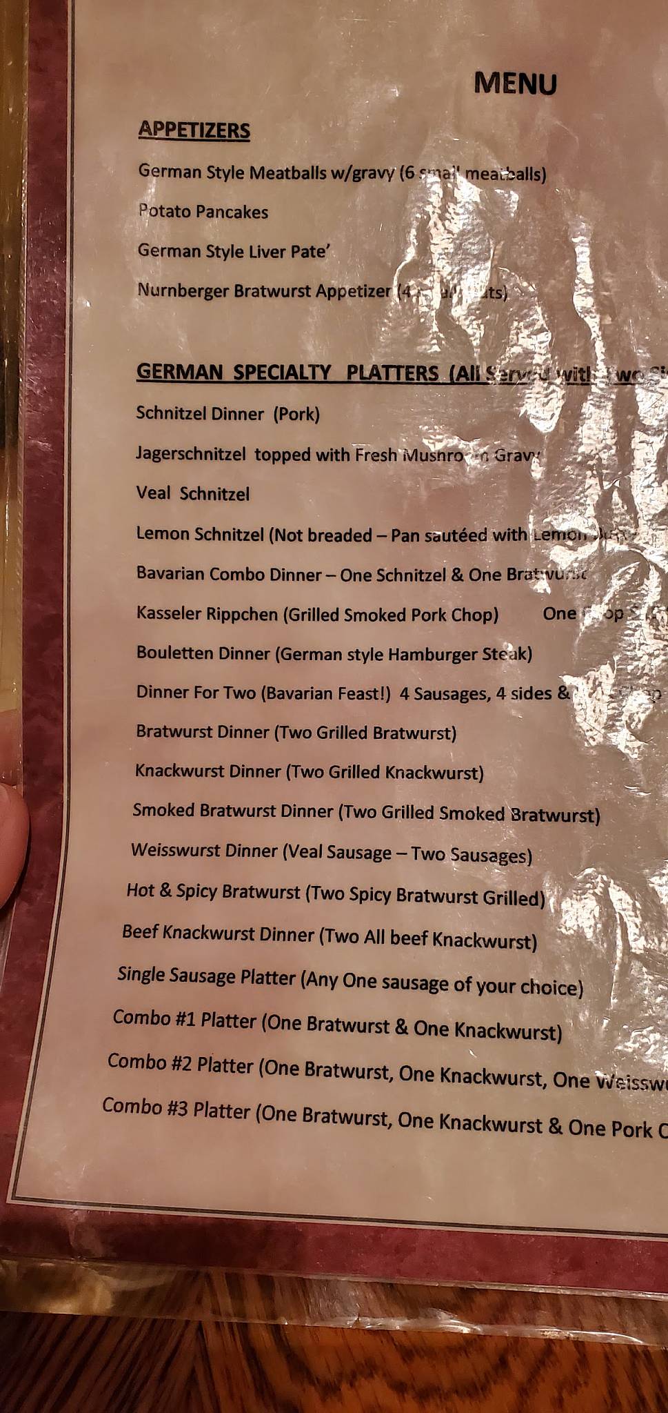 Menu At Berliner Kindl German Restaurant Black Mountain