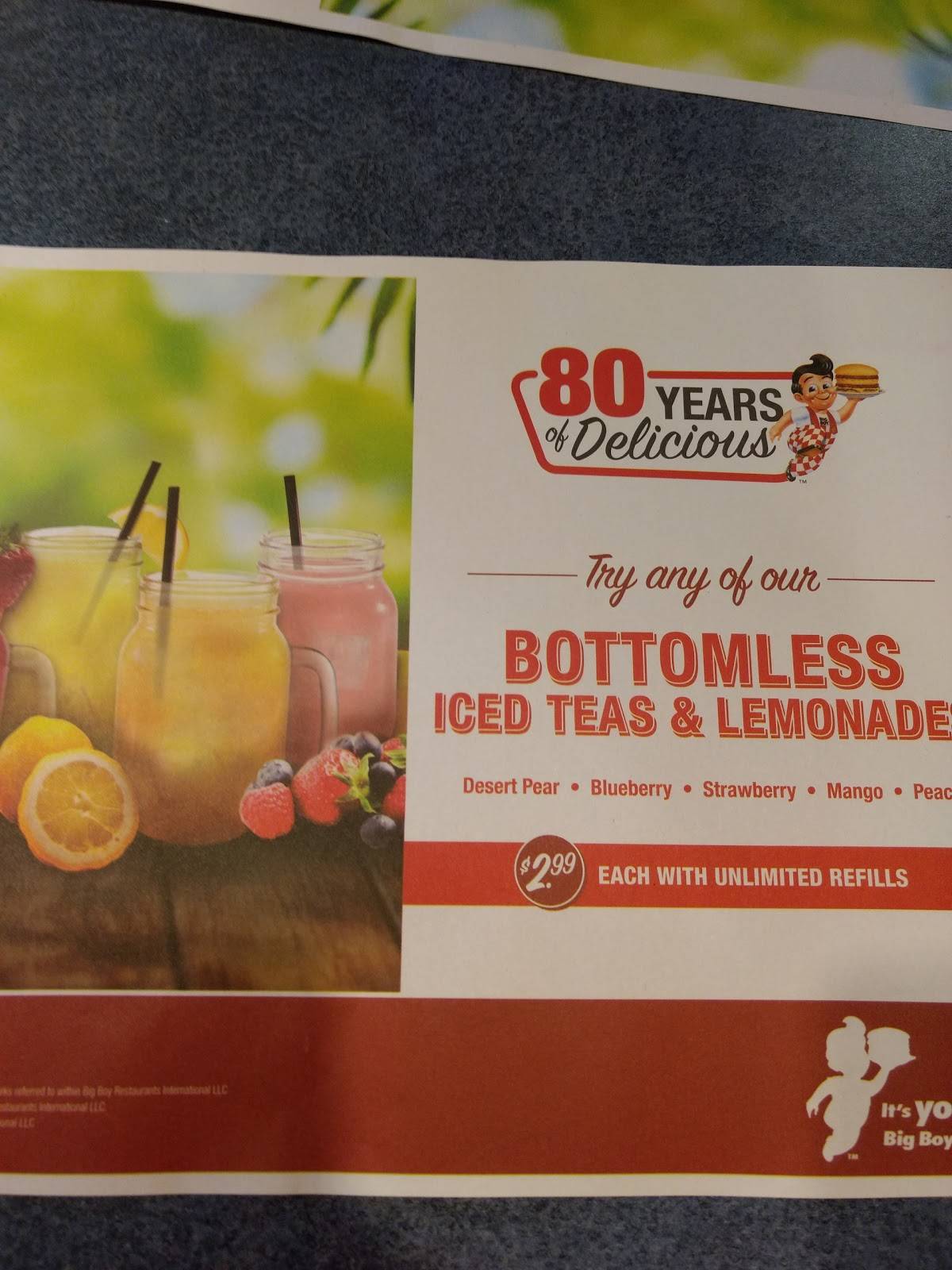 Menu at Big Boy restaurant, Bad Axe