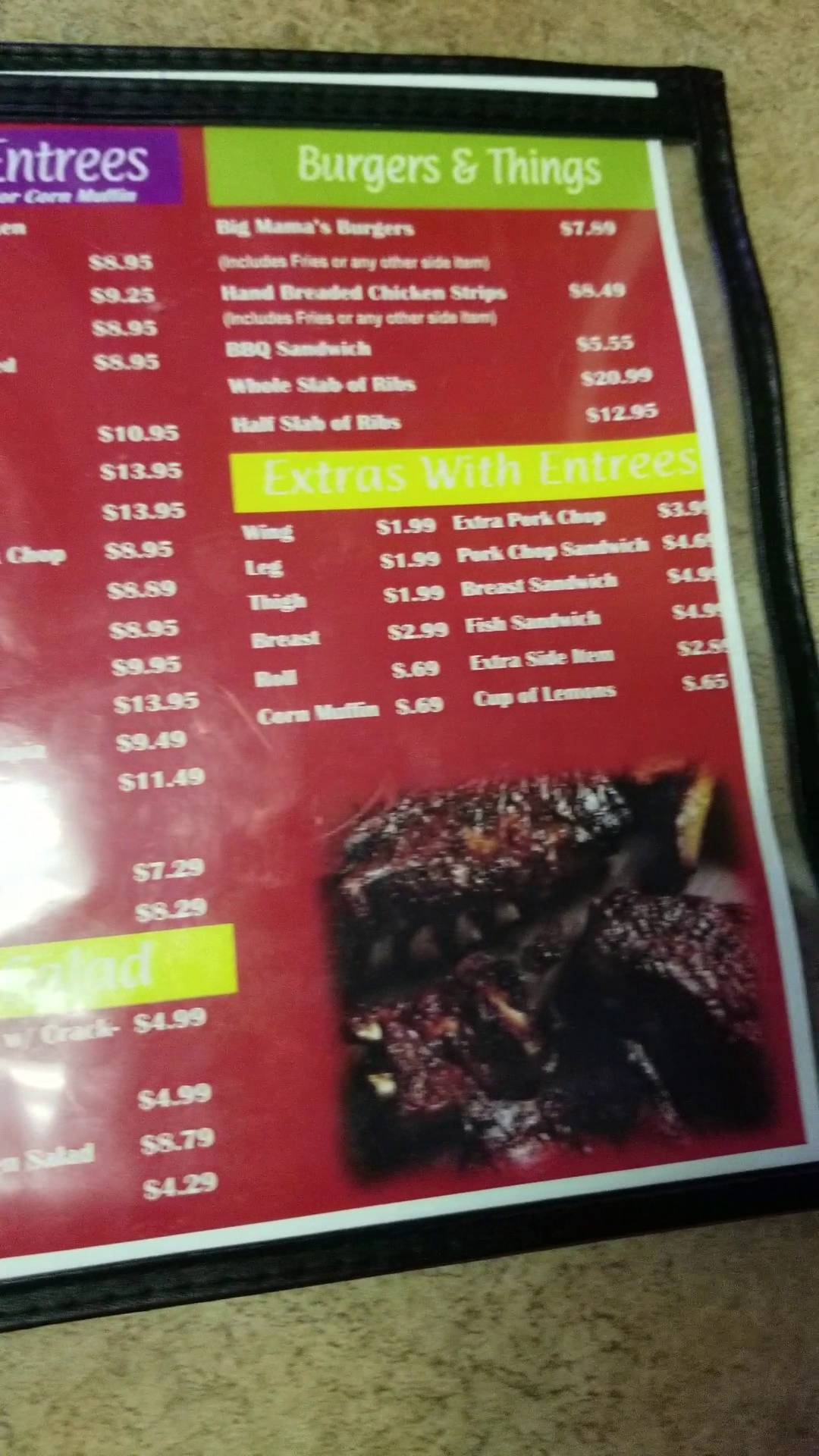 Menu at Big Mama's Soul Food desserts, Augusta
