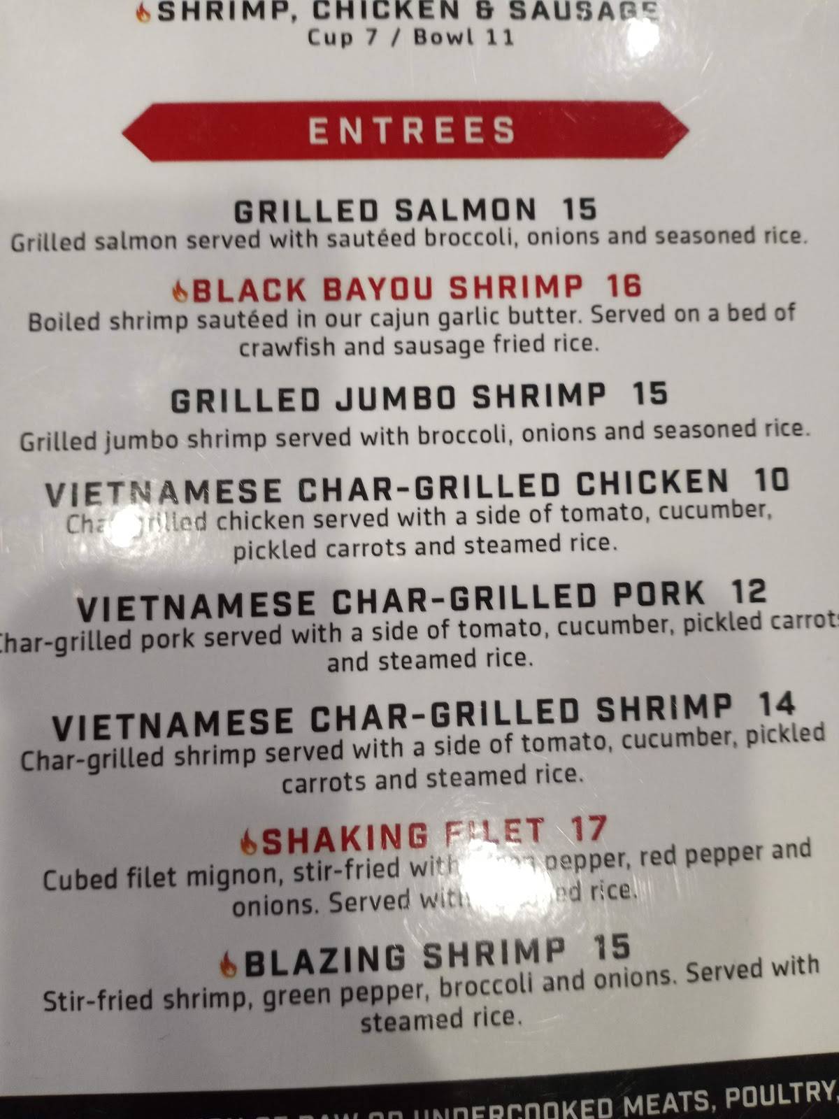 Menu at Black Bayou Seafood & Daiquiri Bar, Baytown