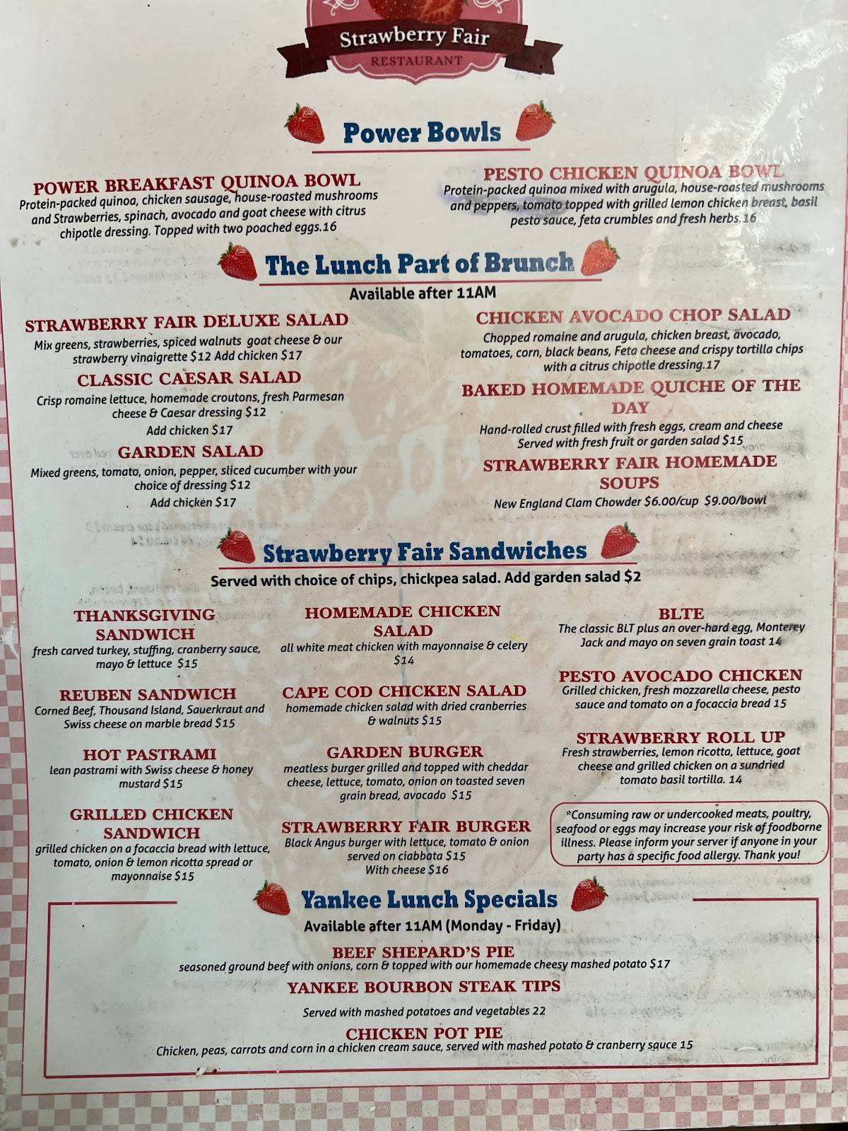 Menu at Strawberry Fair Restaurant, Norwell