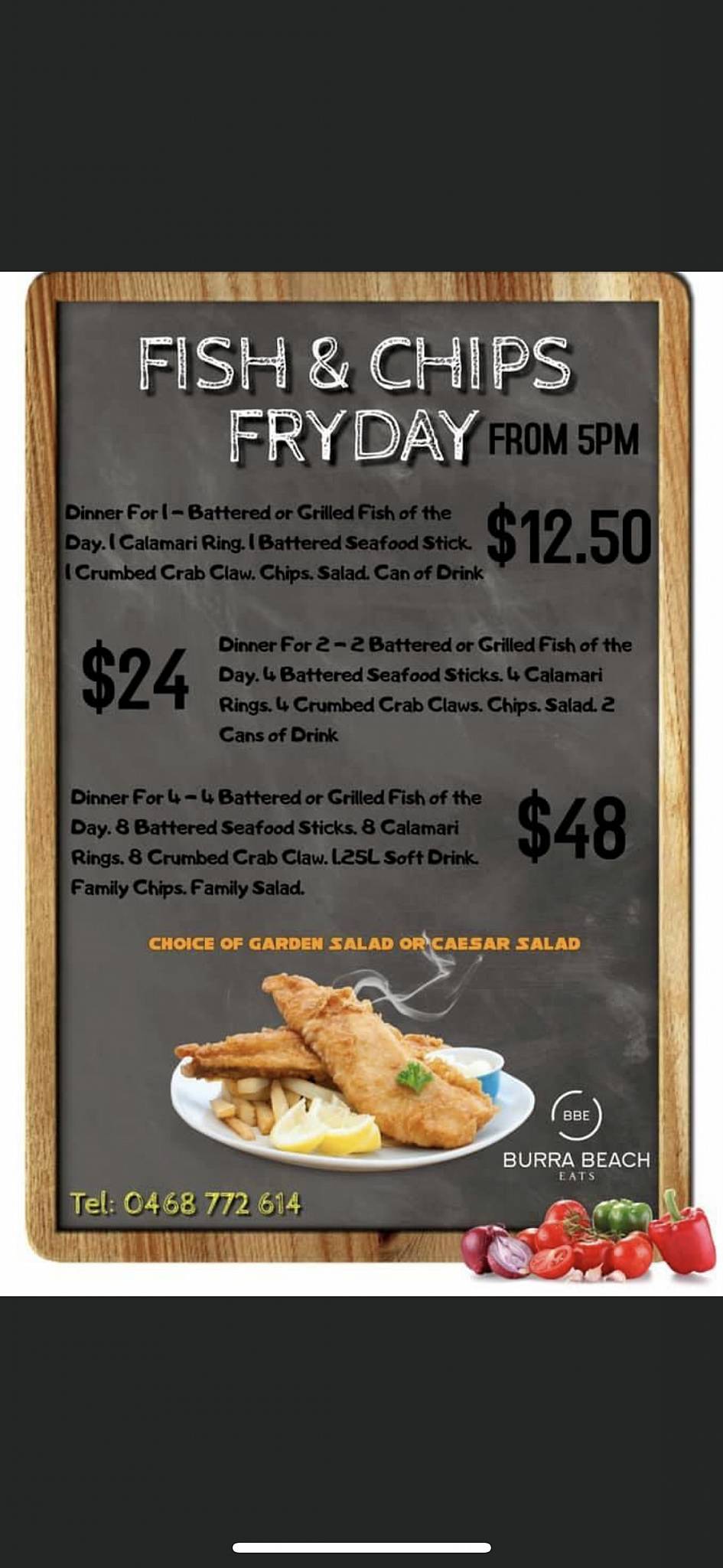 Menu at Burra Beach Eats cafe Culburra Beach