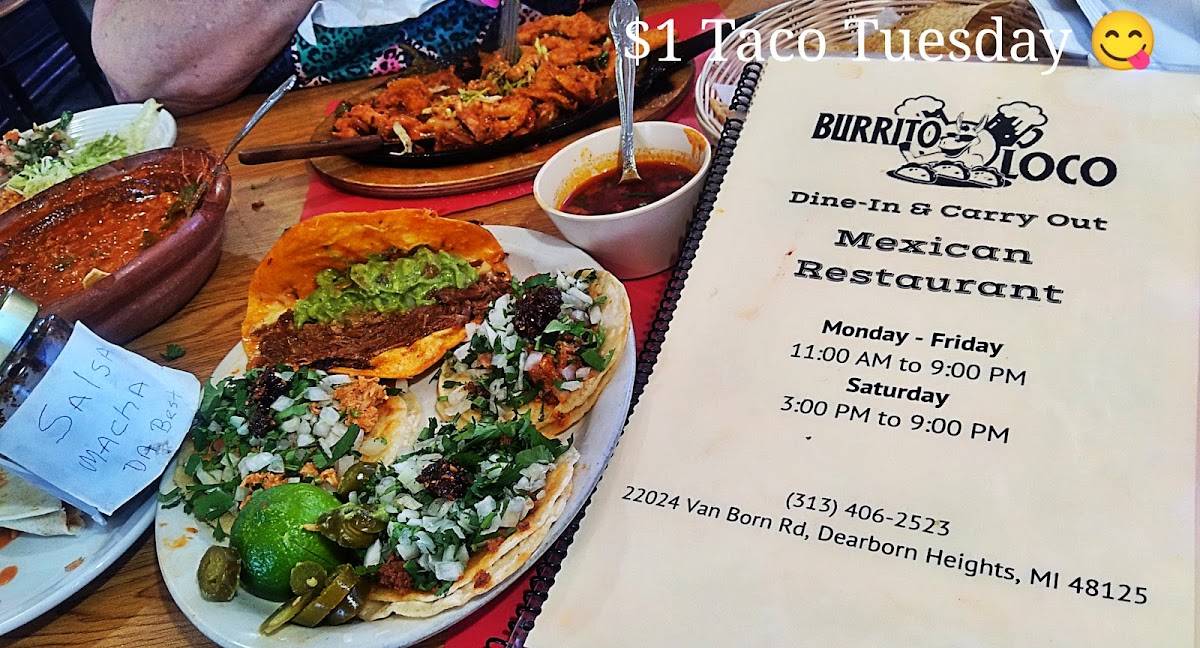 Menu at Burrito Loco restaurant, Dearborn Heights