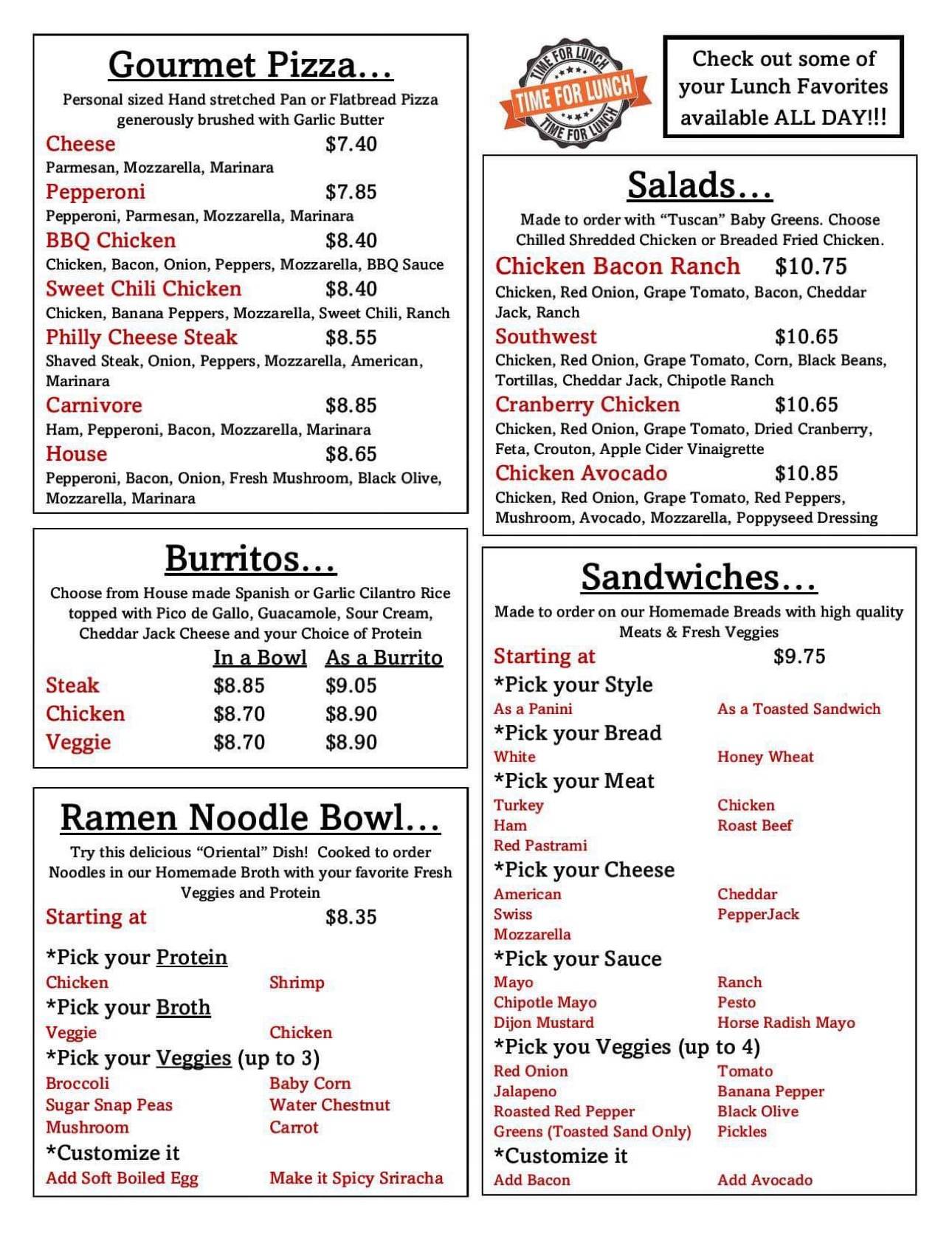 Menu at Crumbs Cafe & Coffee Bar, Calais, 405 Main St