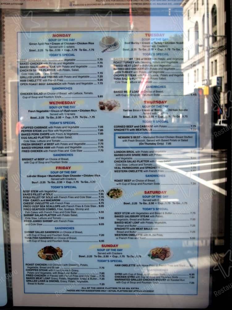 Central Restaurant menu
