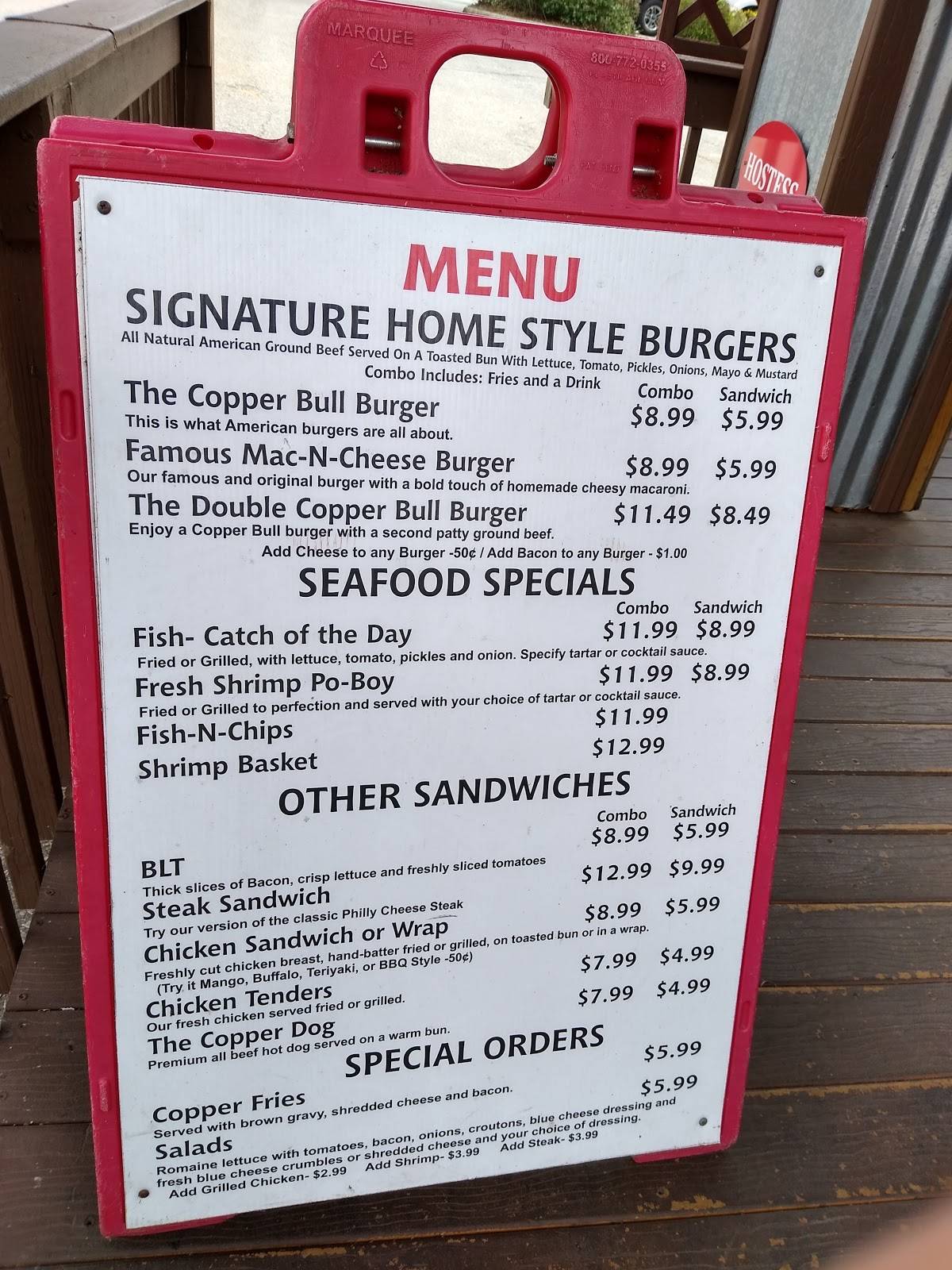 Menu at Copper Bull Bar and Grill, Navarre, Navarre Pkwy