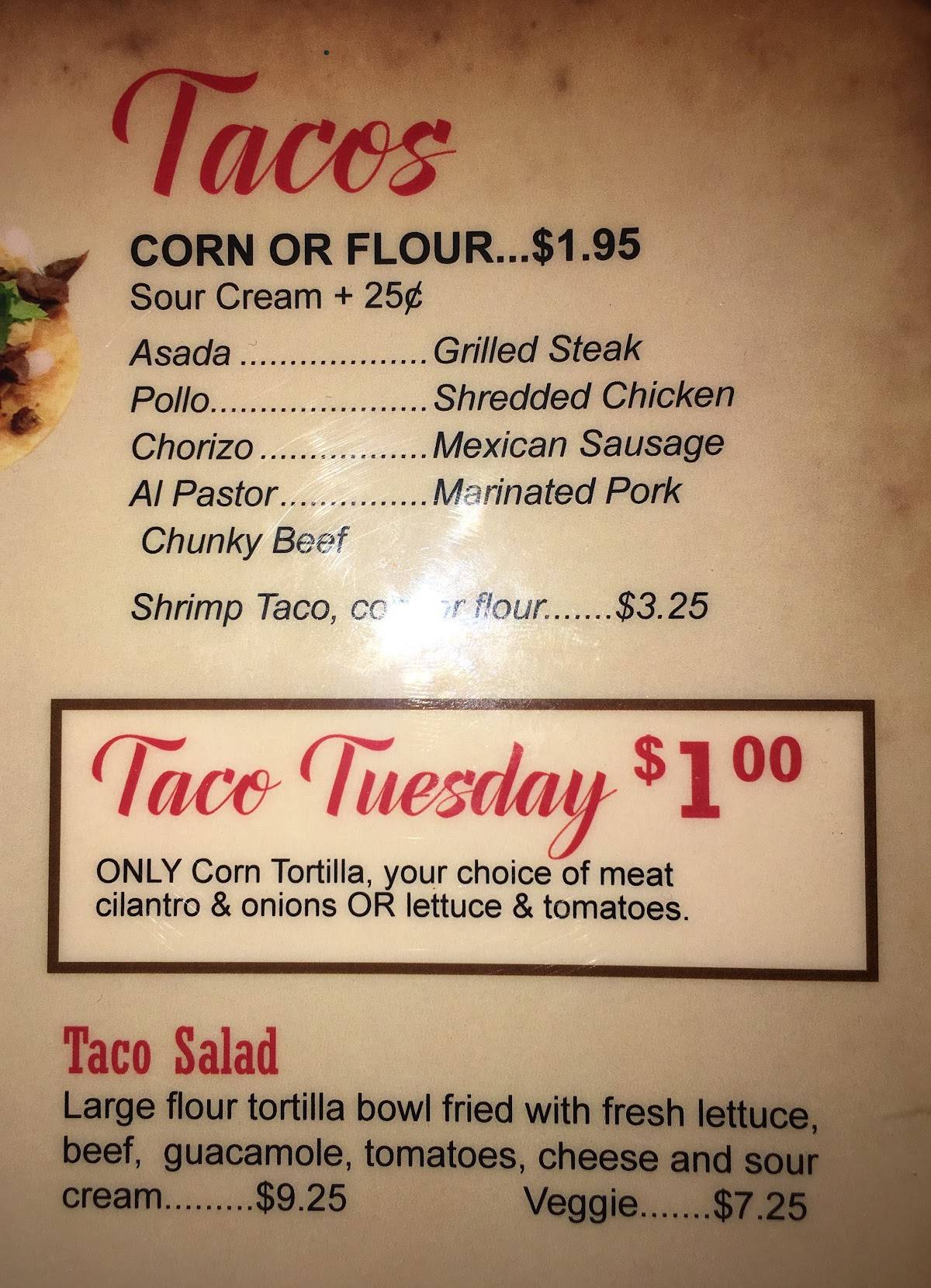 Menu at Burrito Loco restaurant, Dearborn Heights