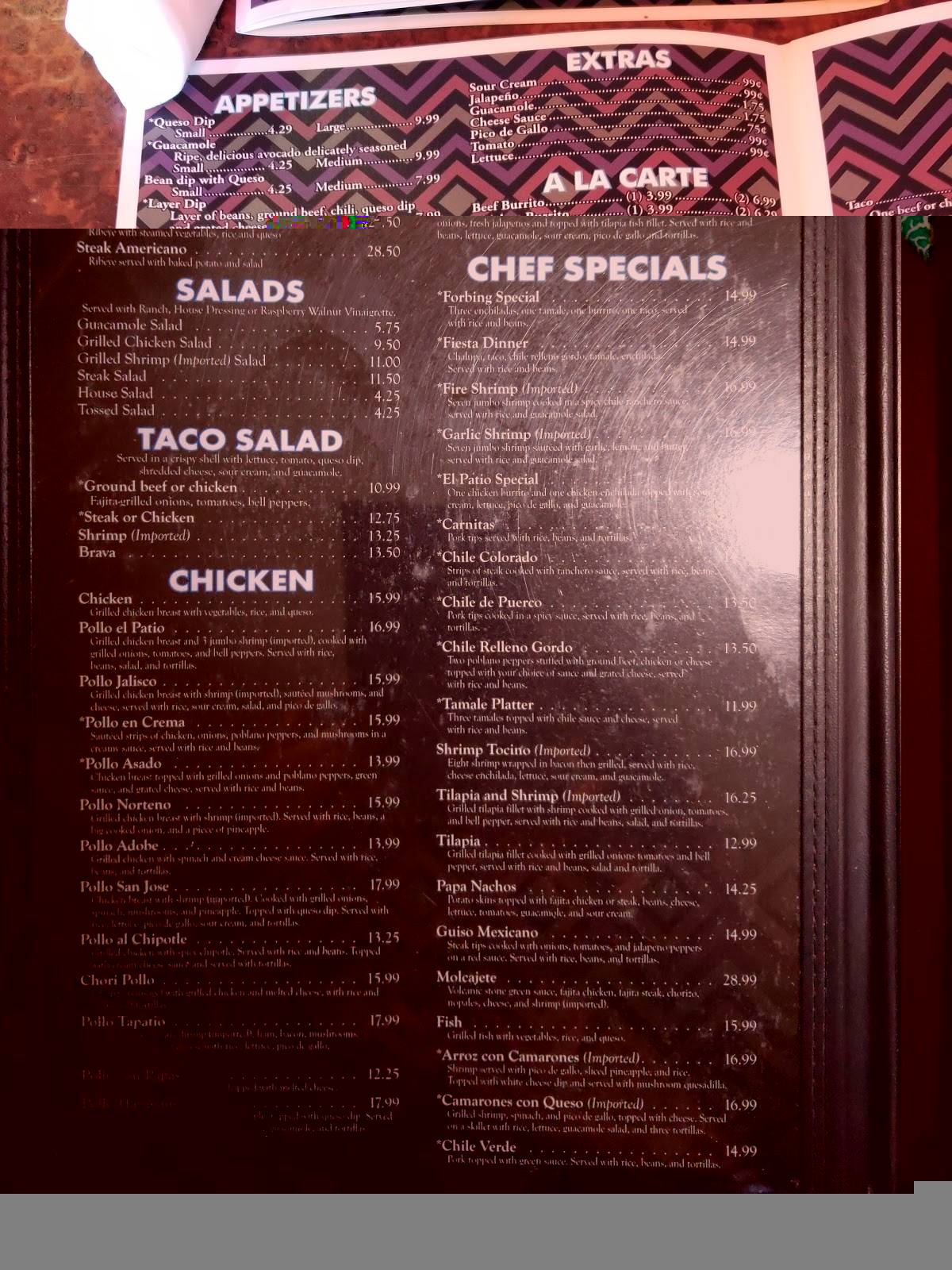 Menu At El Patio Mexican Restaurant Shreveport Forbing Rd