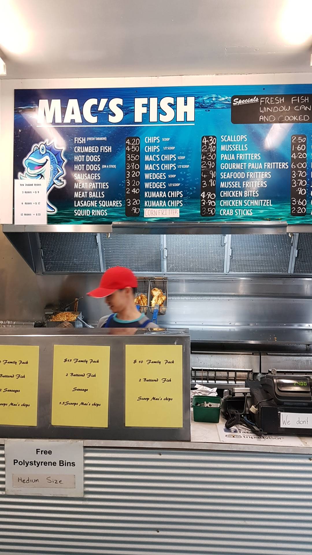 Menu at Mac's Fish Supply fast food, Hastings
