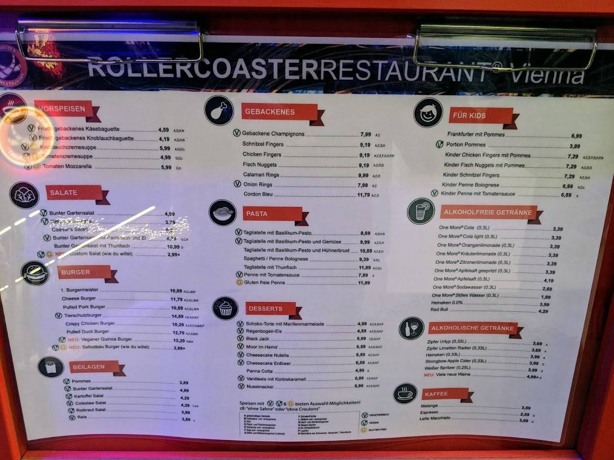 Speisekarte von Rollercoaster Restaurant, Wien