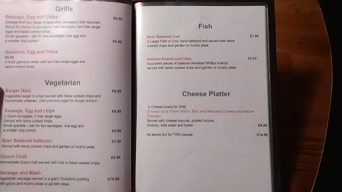Menu at Five Lamps Pub, Derby