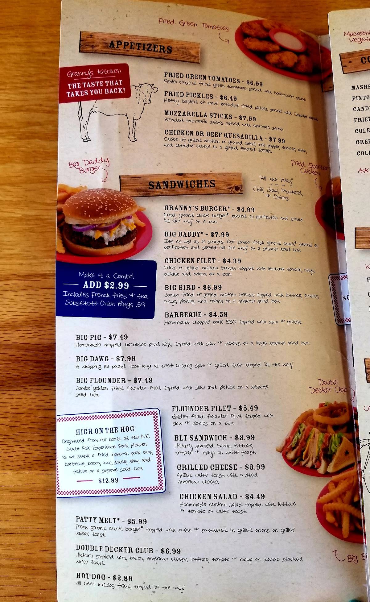 Menu at Granny's Country Kitchen Icard restaurant, Icard, Miller Bridge Rd