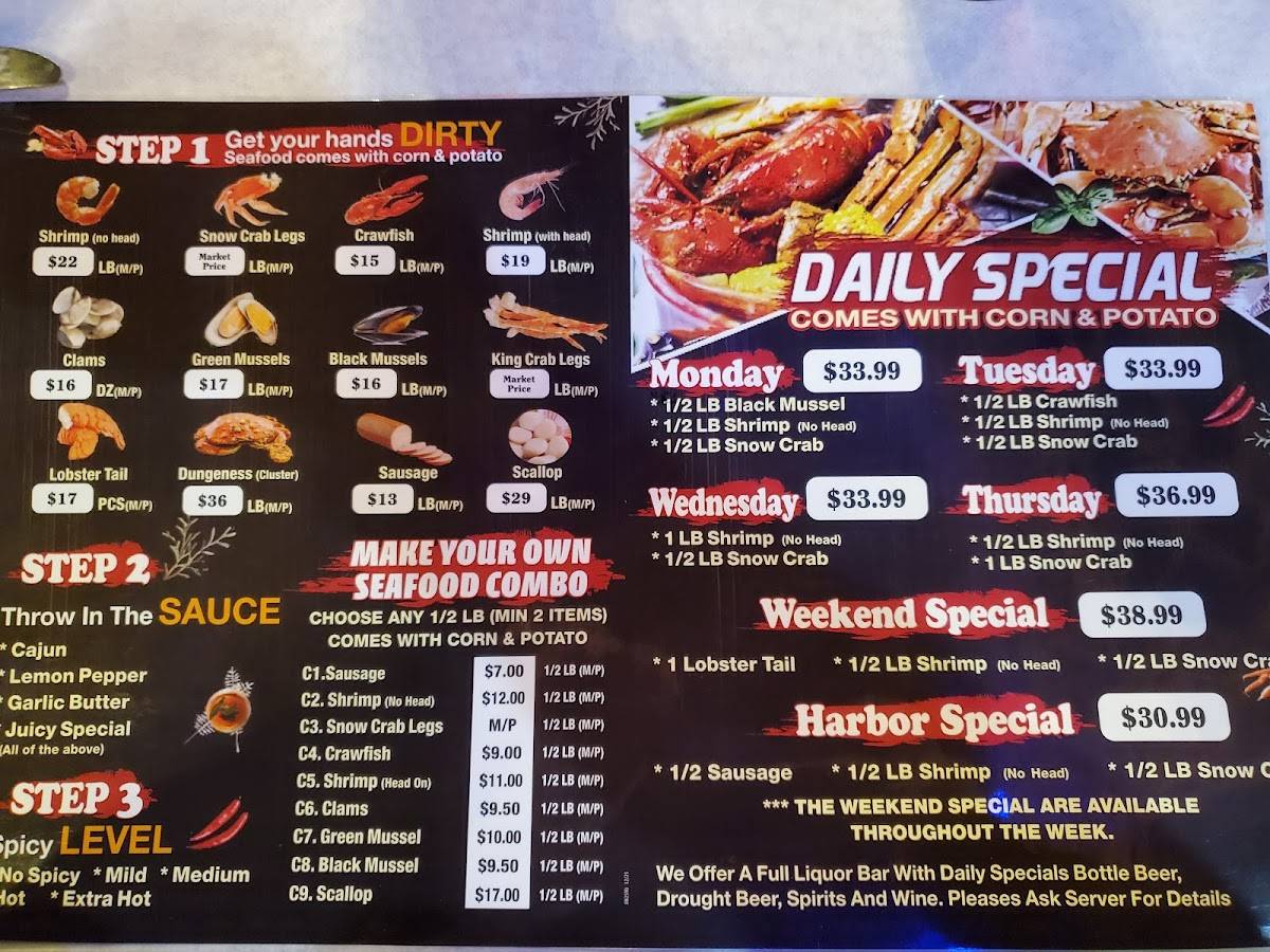 Menu at Harbor Crabs restaurant, Dickson City, 1132 Ravine St