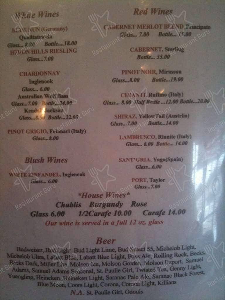 Menu at Harvest pizzeria, Queensbury