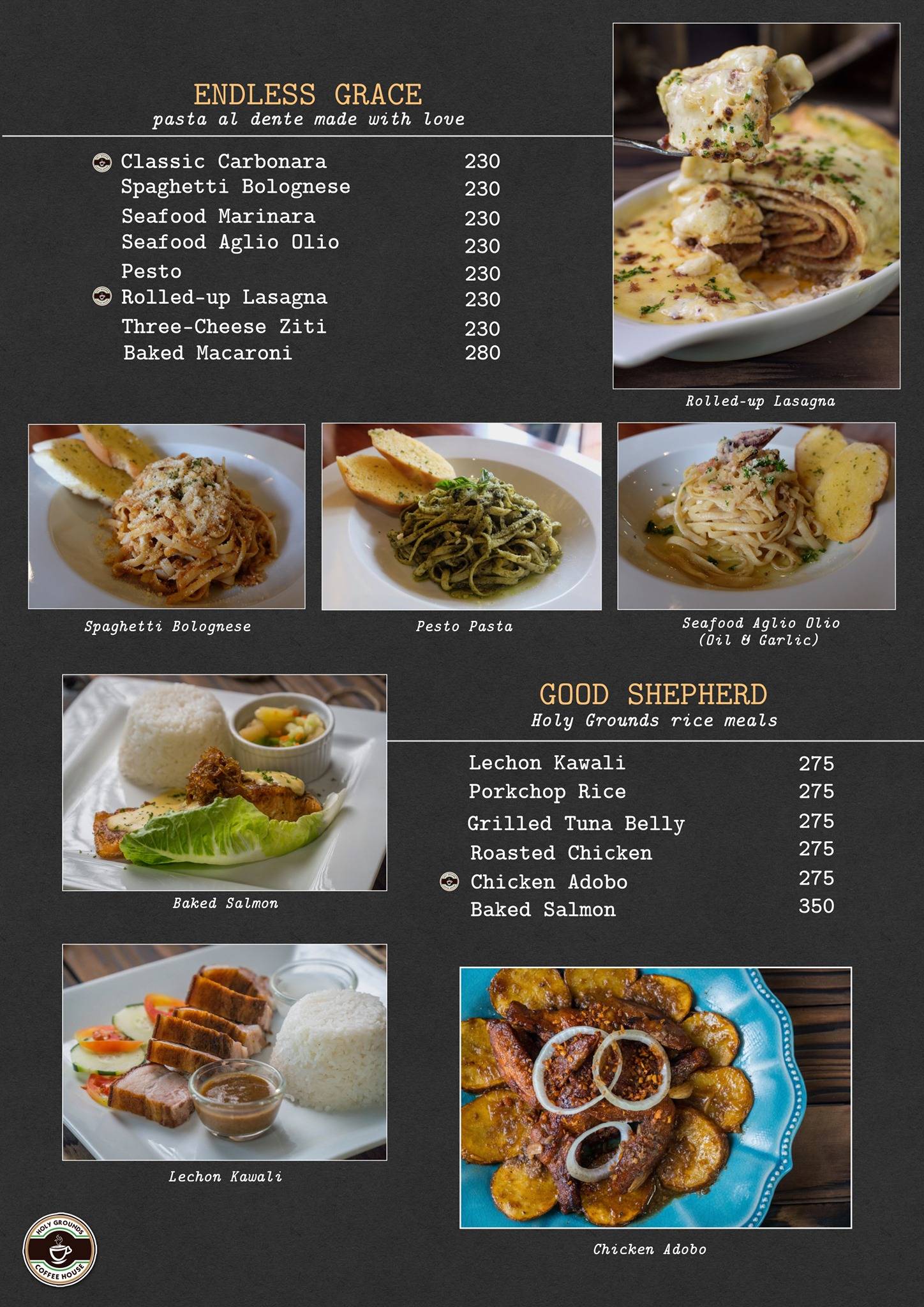 Menu at Holy Grounds Coffee House, Subic Bay Freeport Zone, Sampson Rd