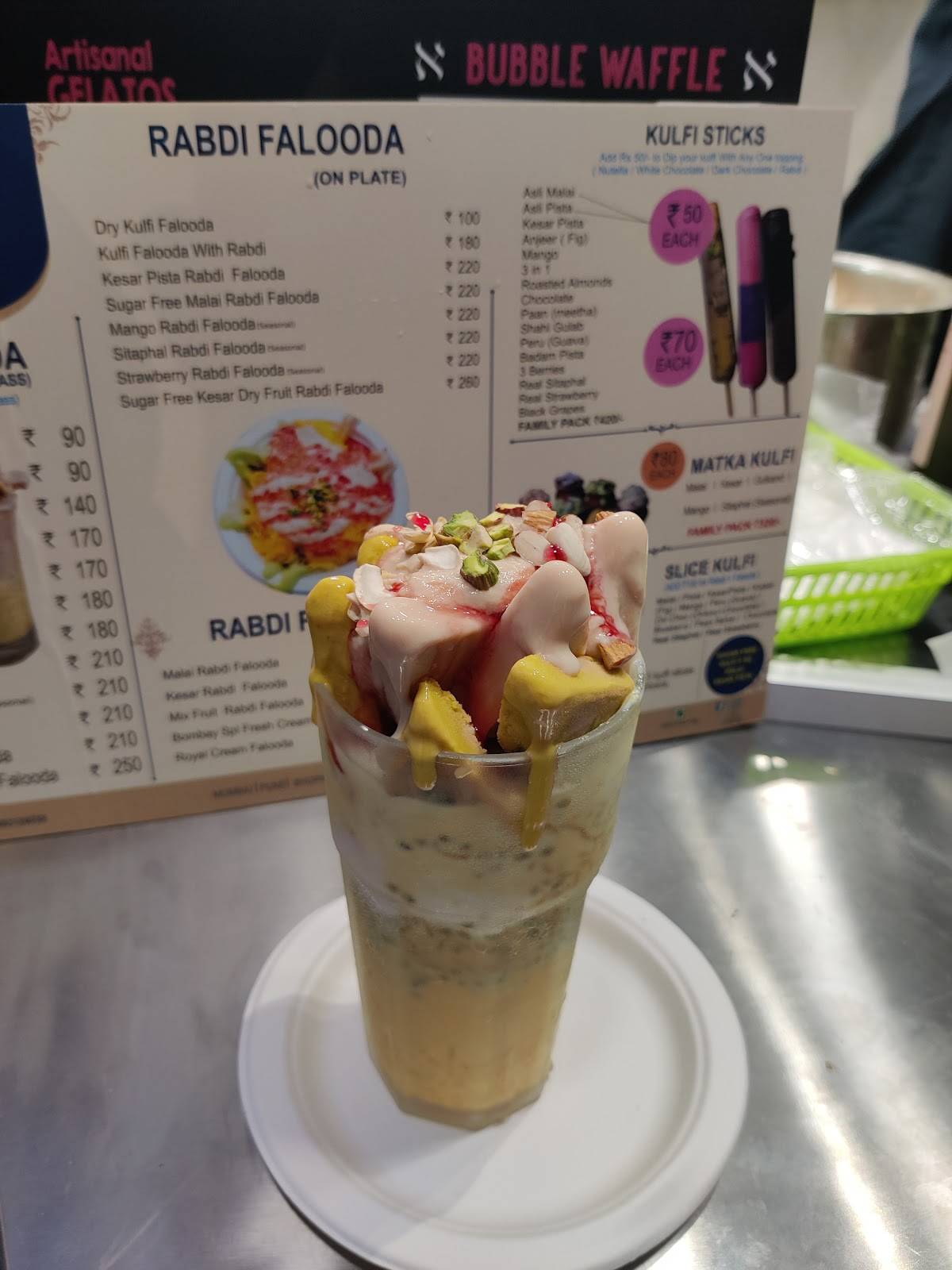 Menu at Ice cream Factory and Shahi Durbar, Mumbai