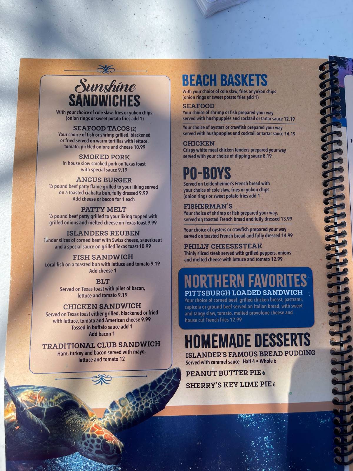 Menu at Islanders Restaurant & Bar, Dauphin Island
