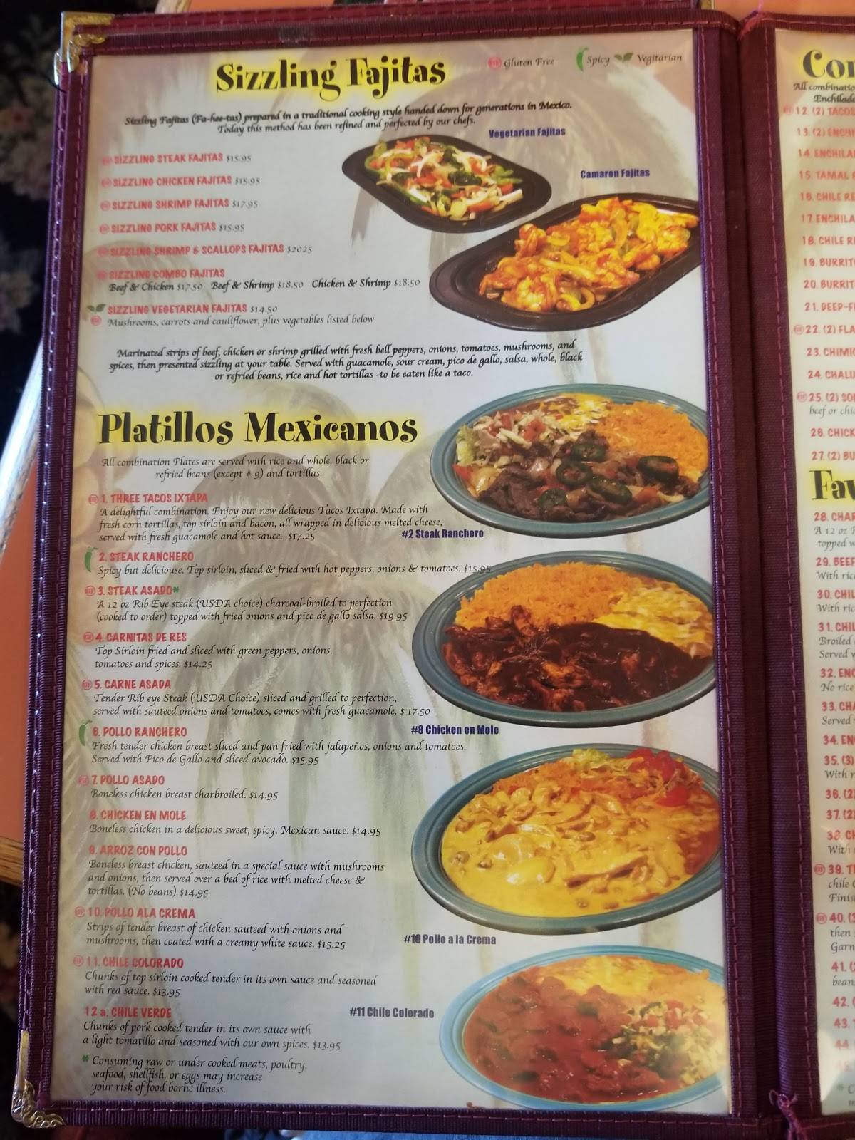 Menu at Ixtapa Mexican Restaurant, The Dalles
