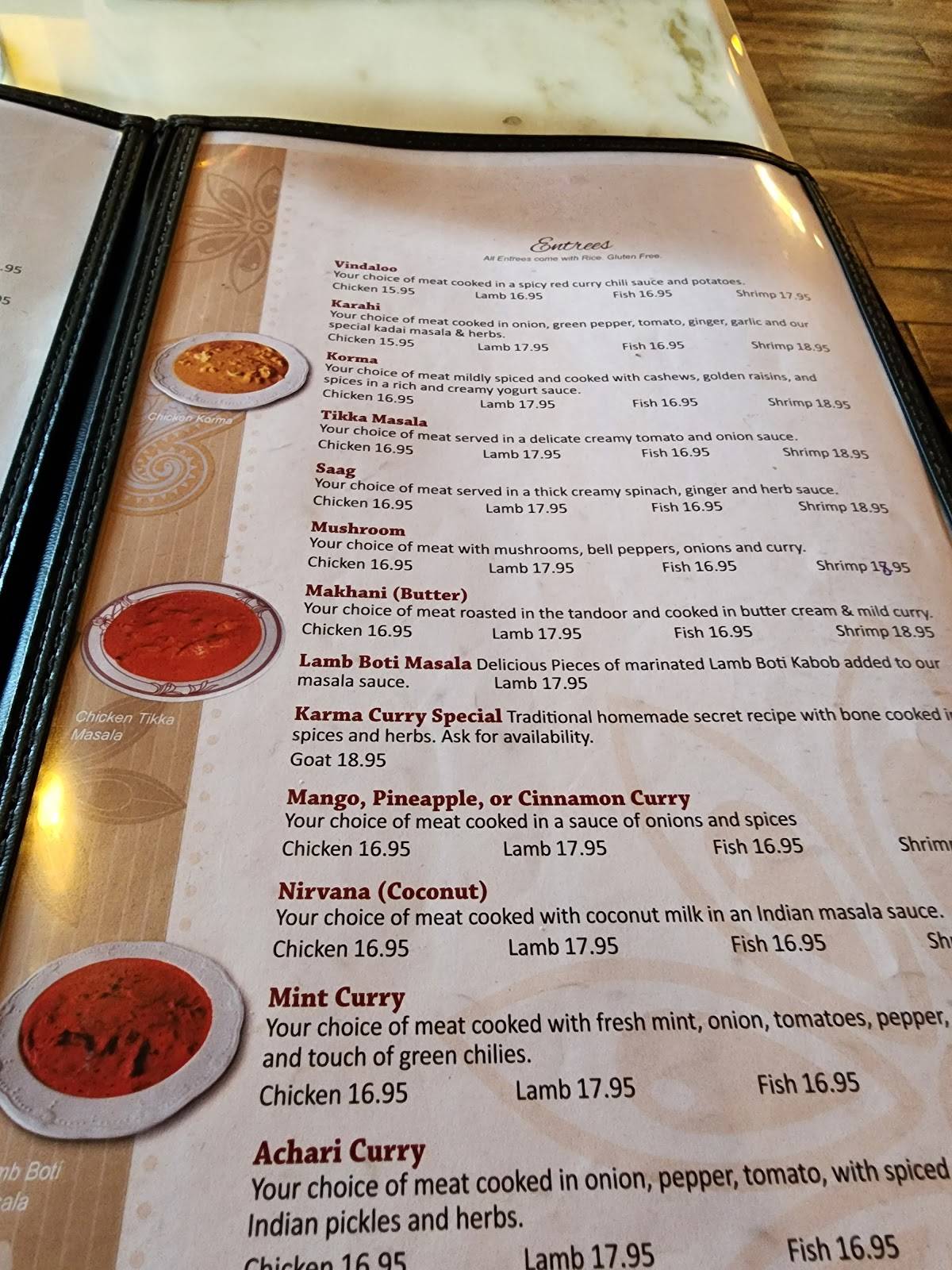 Menu at Karma Indian Cuisine and Lounge restaurant, Puyallup