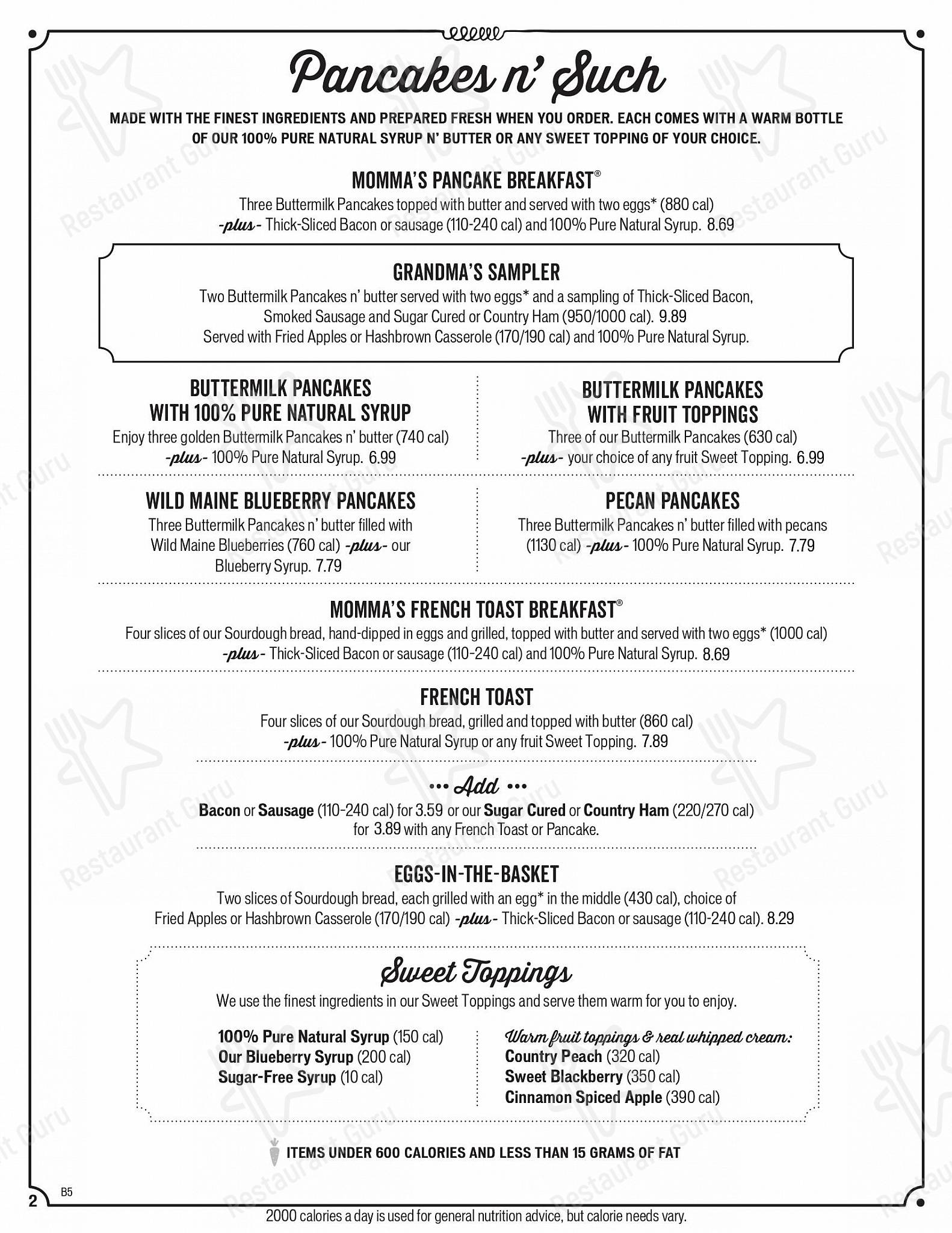 Menu at Cracker Barrel Old Country Store, Lavonia