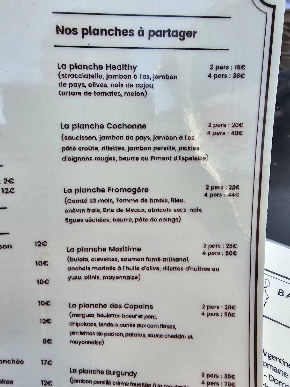 Menu au Le Comptoir de Soso restaurant, Dijon