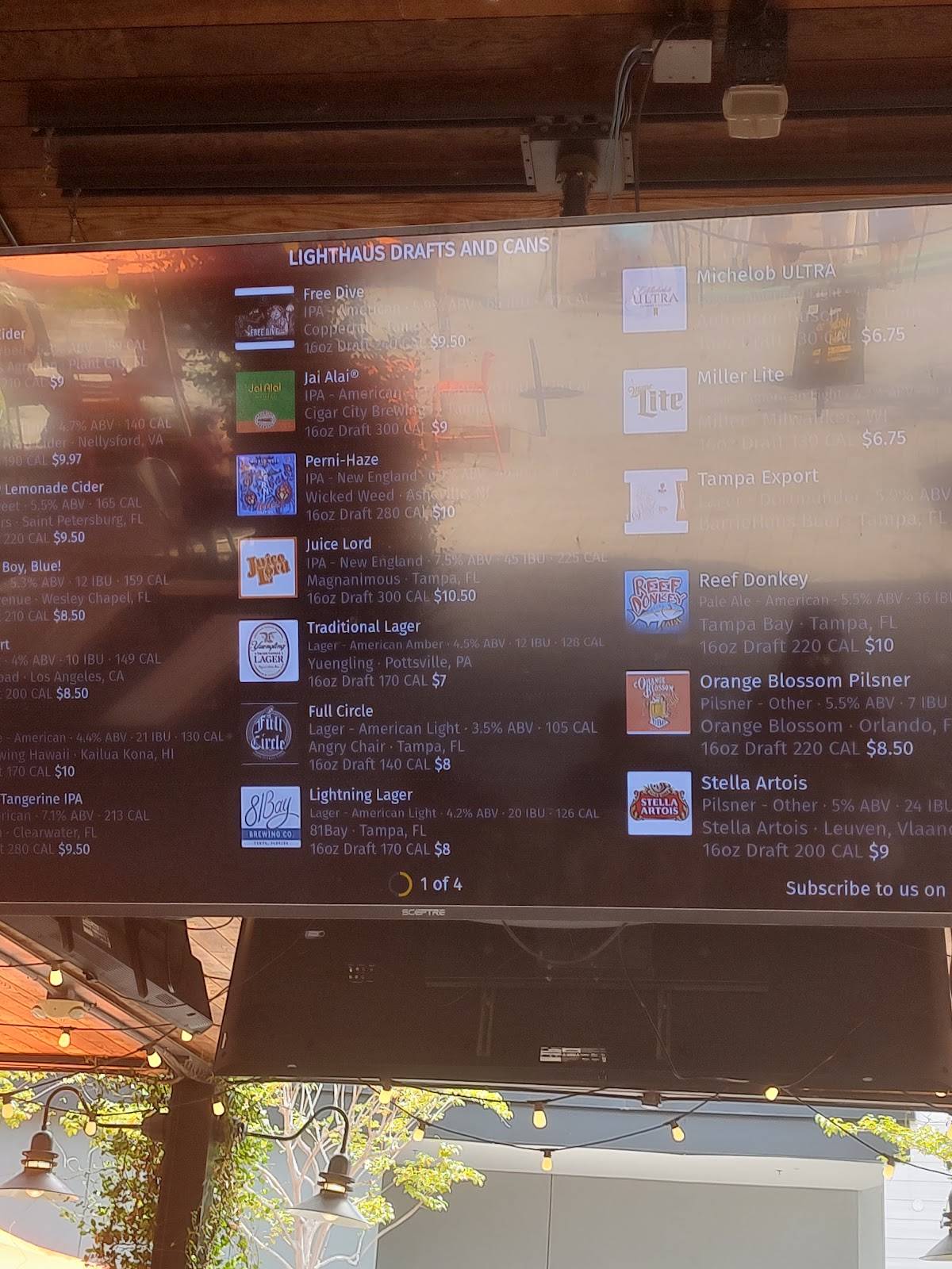 Menu at LightHaus Beer Garden pub & bar, Tampa