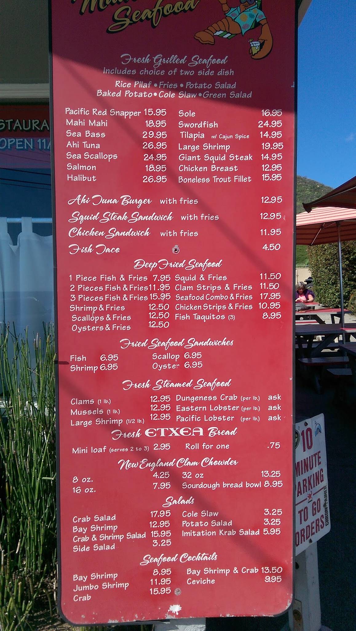 Menu at Malibu Seafood Fresh Fish Market & Patio Cafe, Malibu