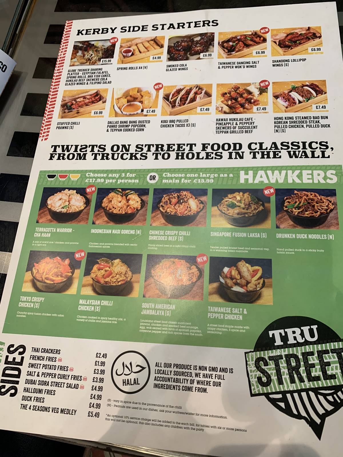 Menu at Tru Street restaurant, Manchester, The Trafford Centre