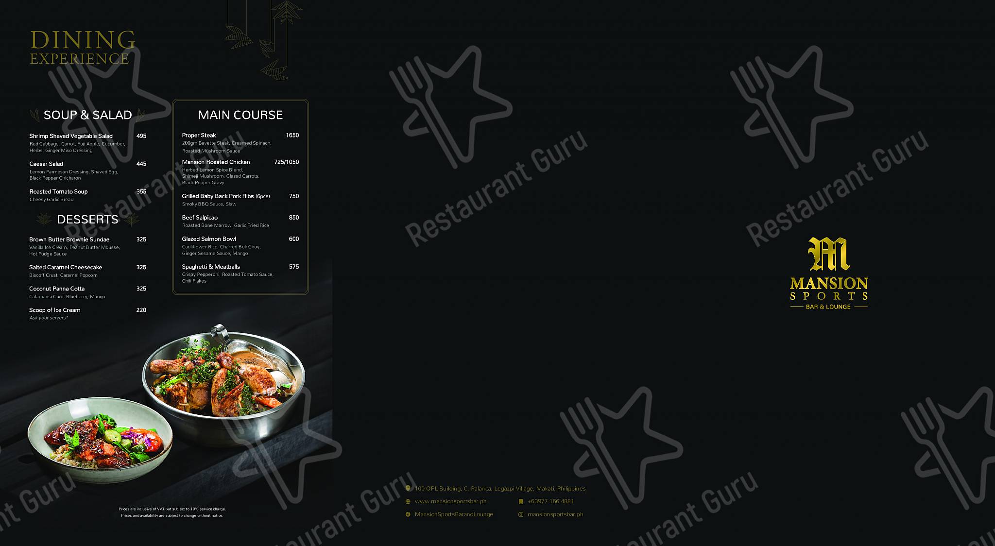 Menu at Mansion Sports Bar and Lounge, Makati