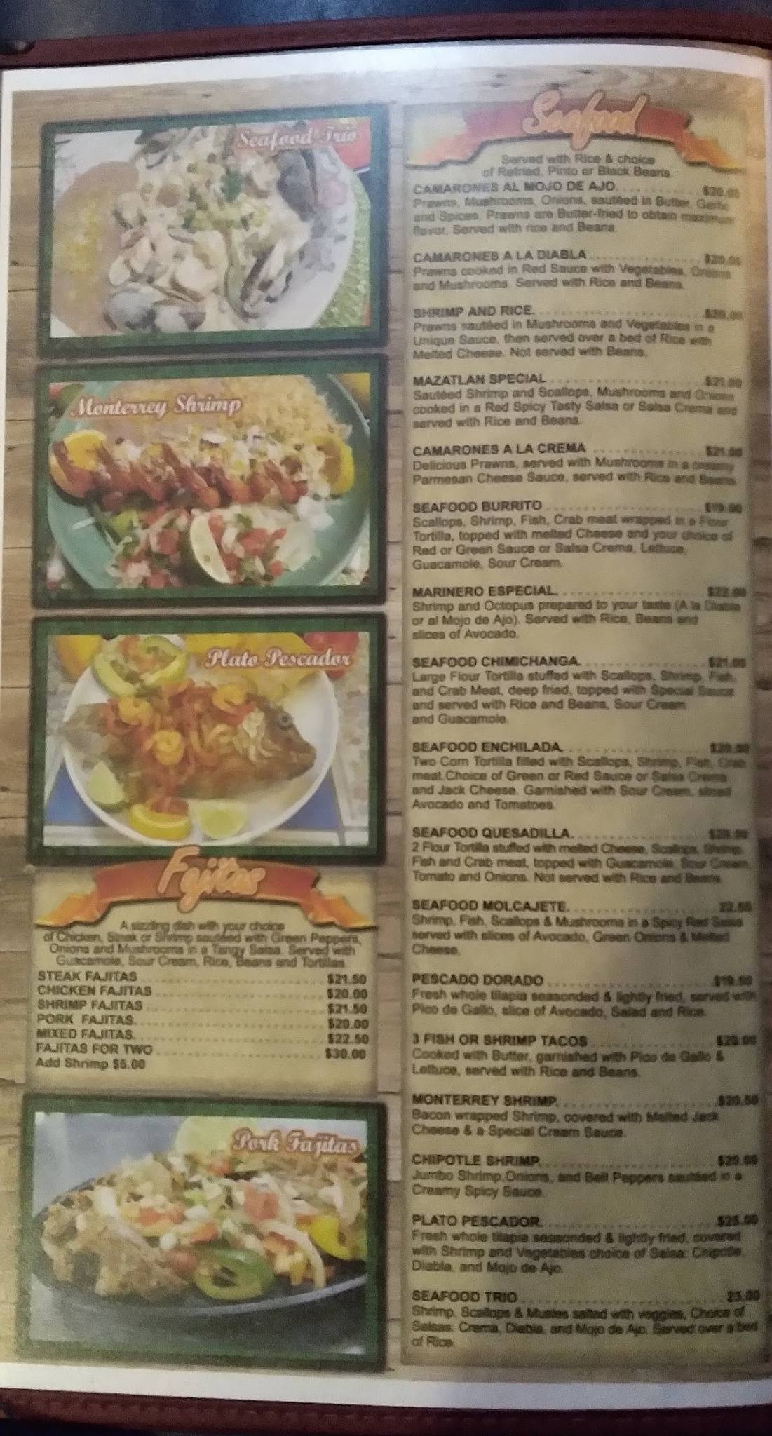 Menu at Mazatlan Mexican Restaurant Lincoln City, Lincoln City, 828 NE