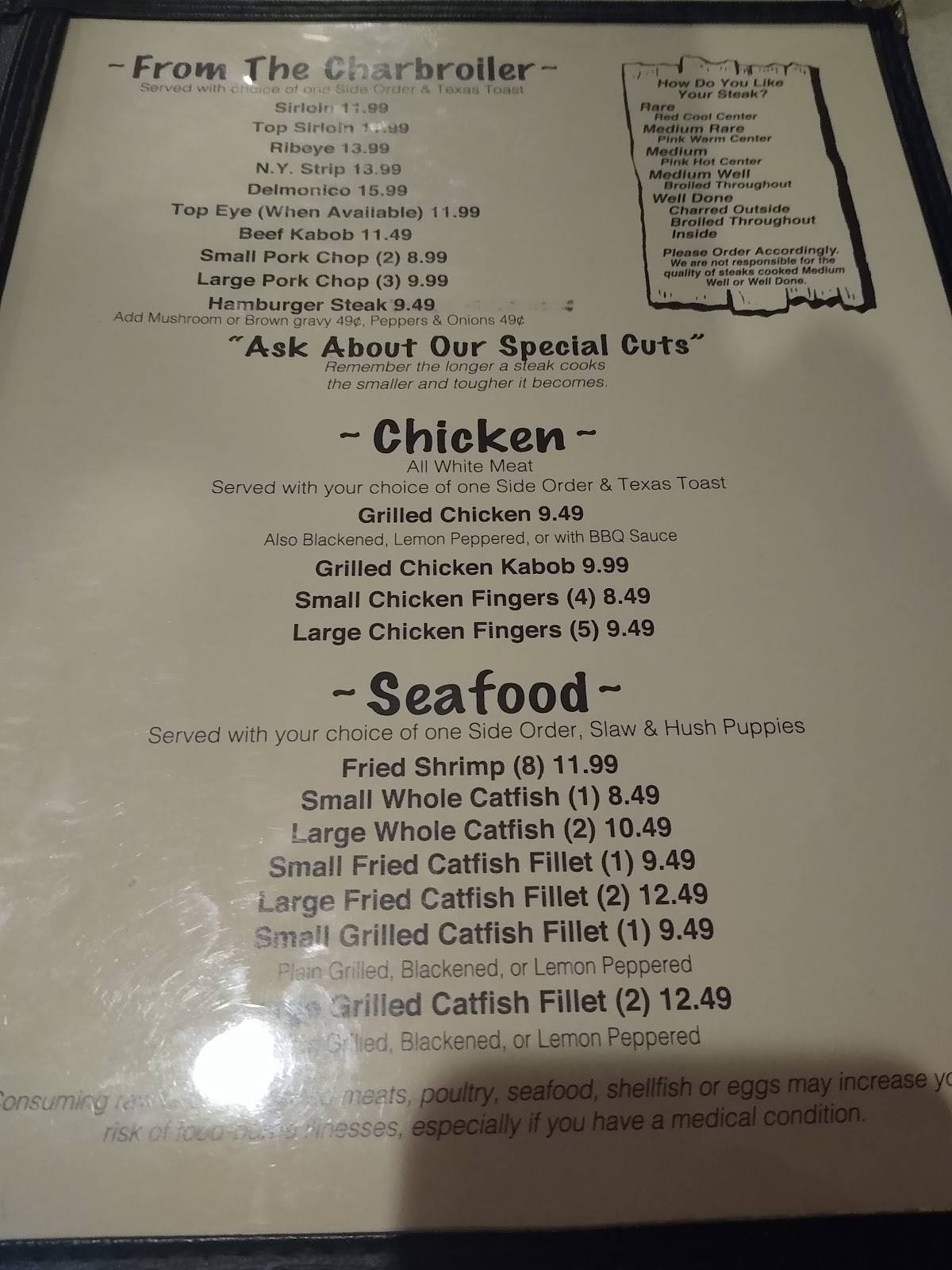 Menu at Western Sirloin Steakhouse, Moulton, AL157