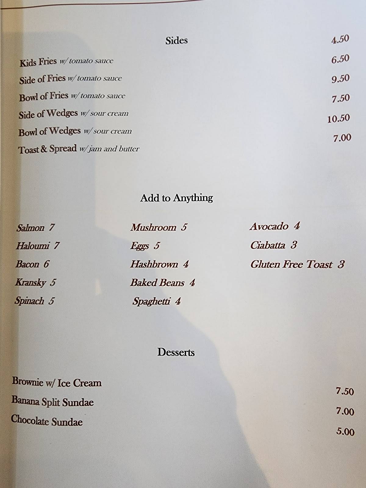 Menu at Normablue Cafe & Catering, Lower Hutt
