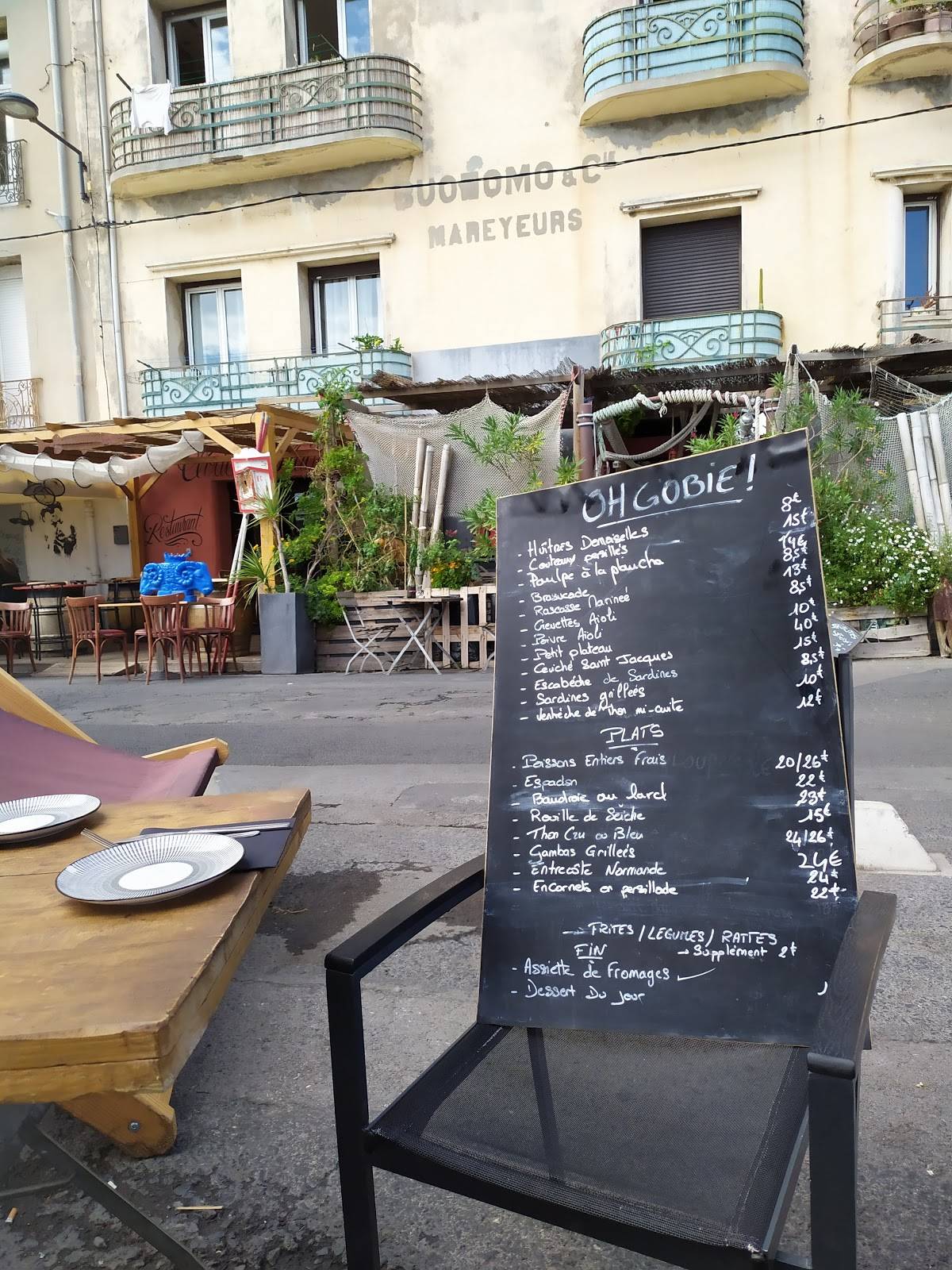 Menu at Oh Gobie restaurant, Sète, 9 Quai Maximin Licciardi