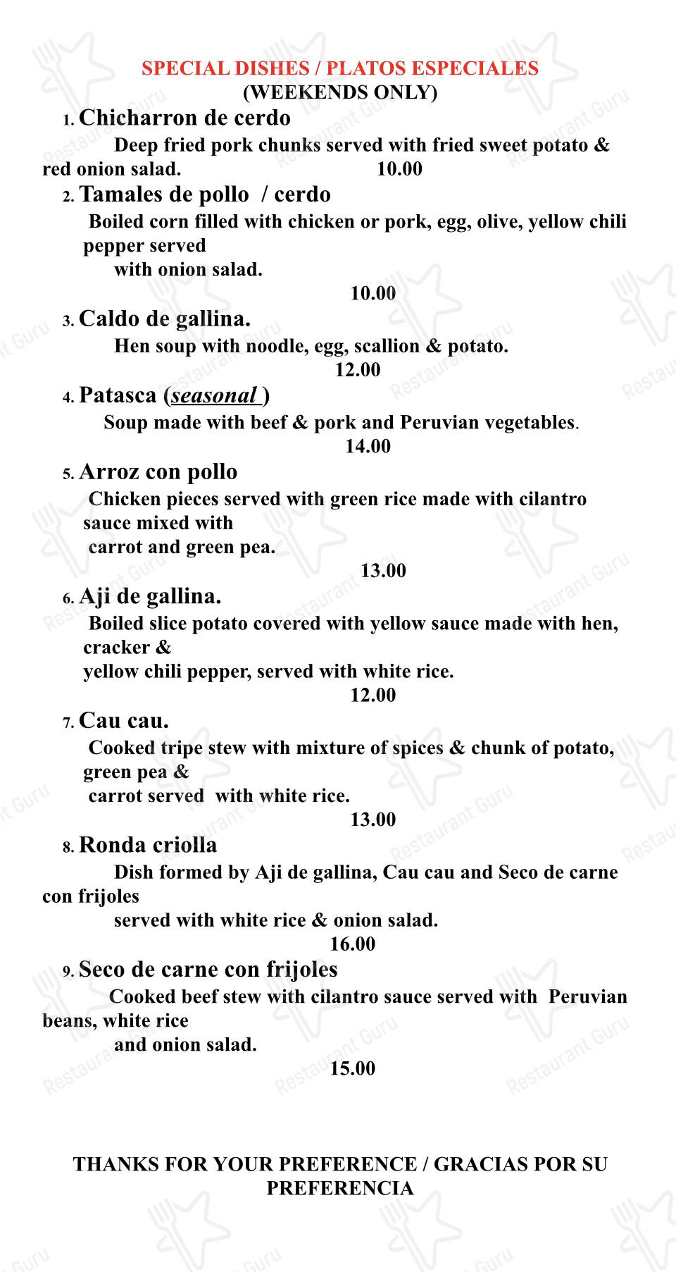 Menu at Piolin Restaurant, Hartford, 417 New Britain Ave