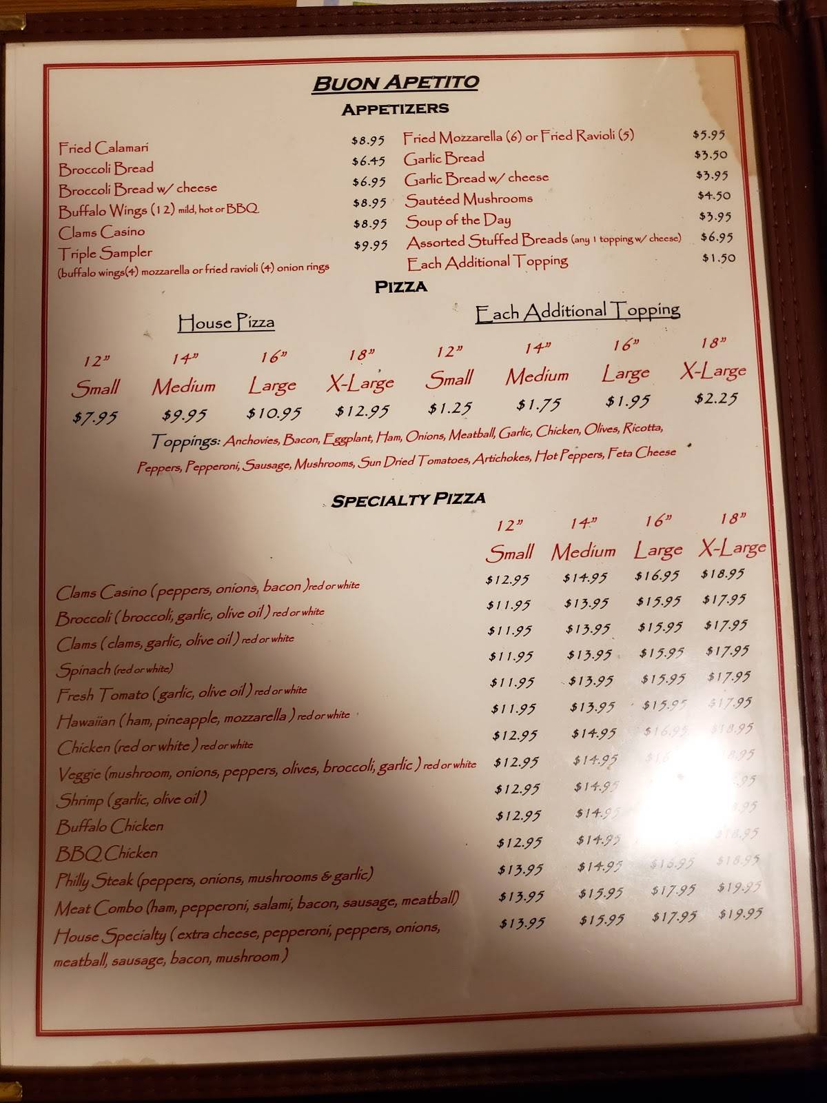 Menu at Paesano's Pasta House Restaurant, Naugatuck
