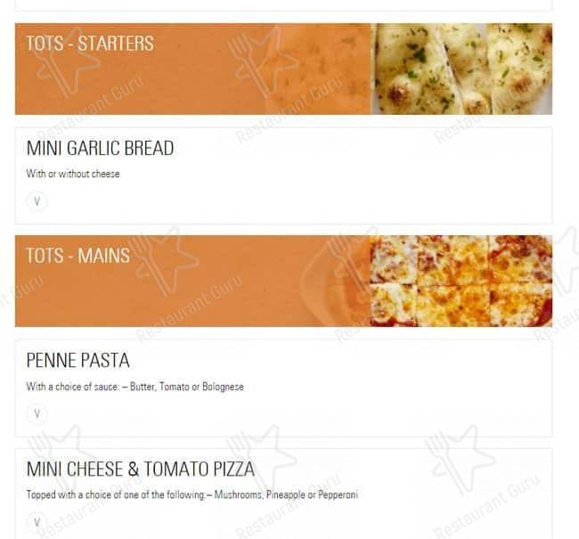 Prezzo Italian Restaurant Staines menu