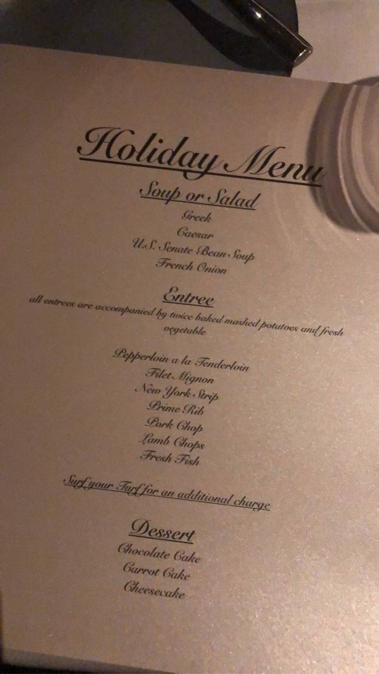 Menu at The Tenderloin Room pub & bar, St. Louis