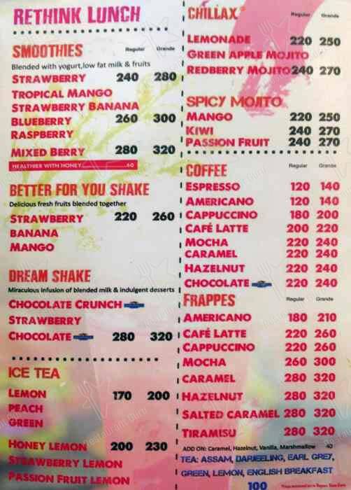 Menu At Red Mango Gurugram Rural Plot 60 A 9363