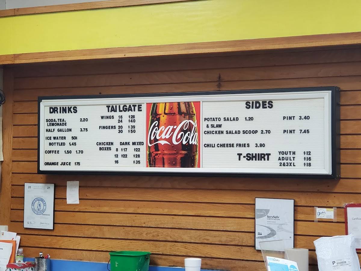 Menu at Drake's DuckIn restaurant, Columbia