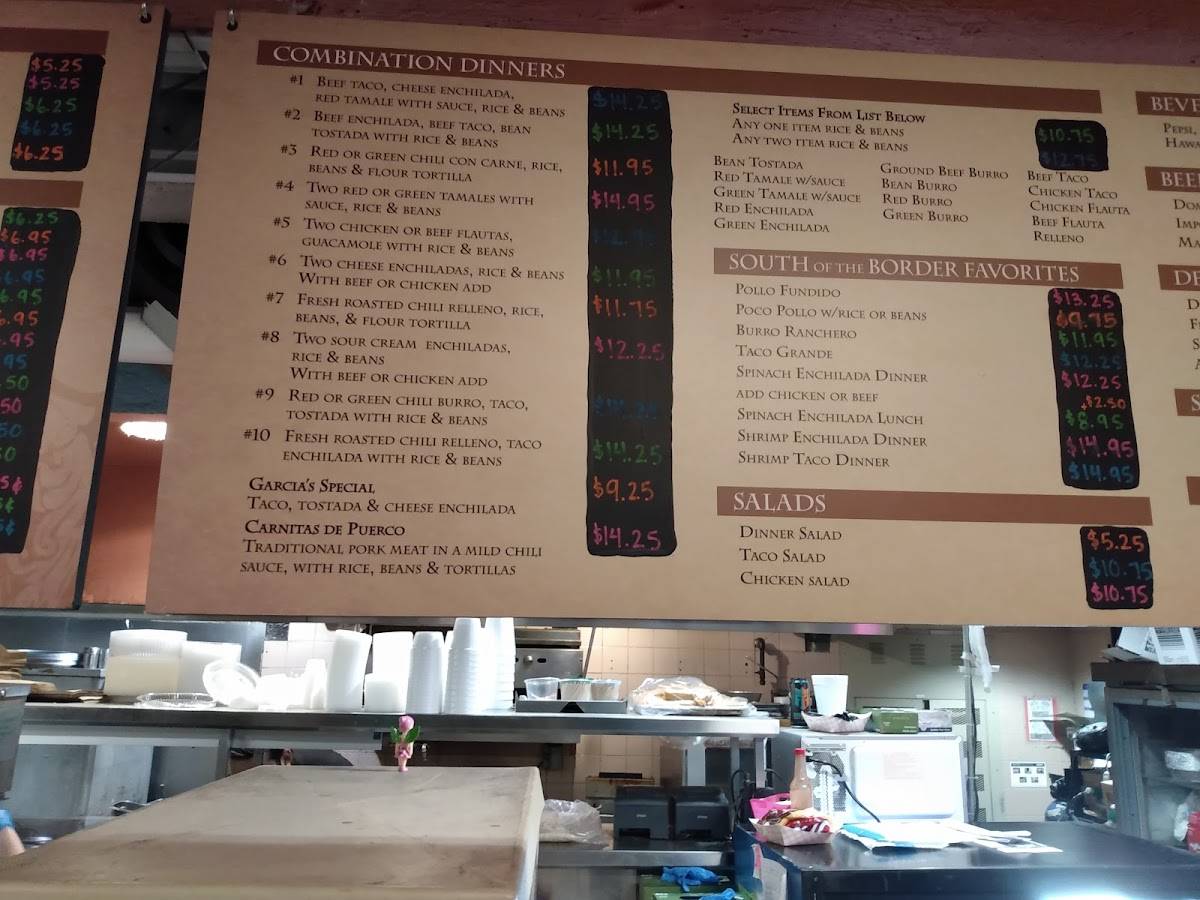 Menu at Garcia's Las Avenidas restaurant, Phoenix