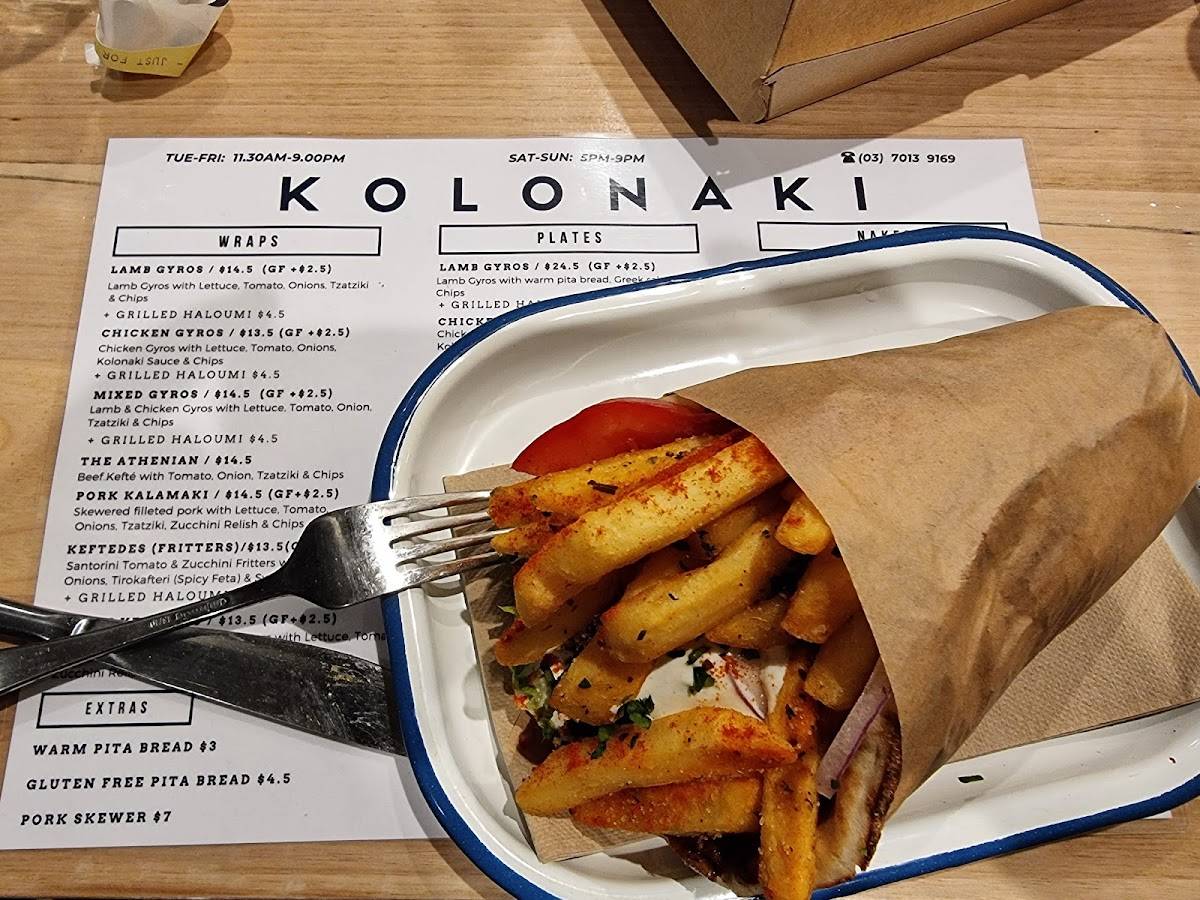 Menu at Kolonaki Athenian Street Food restaurant, Malvern