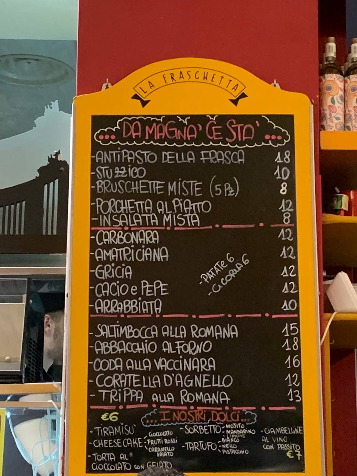 menù la fraschetta di castel sant angelo