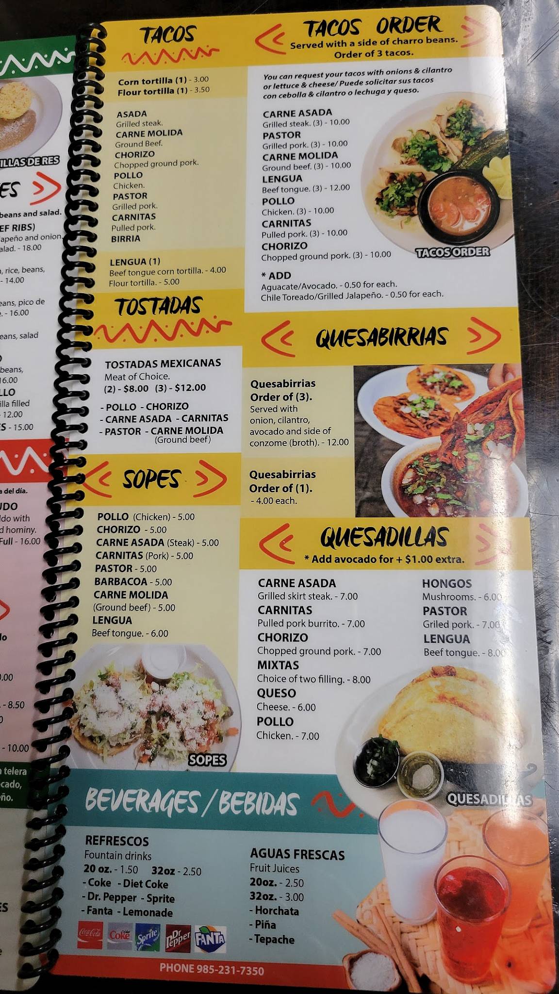 Menu at La Placita Latino Grocery Store restaurant, Mandeville