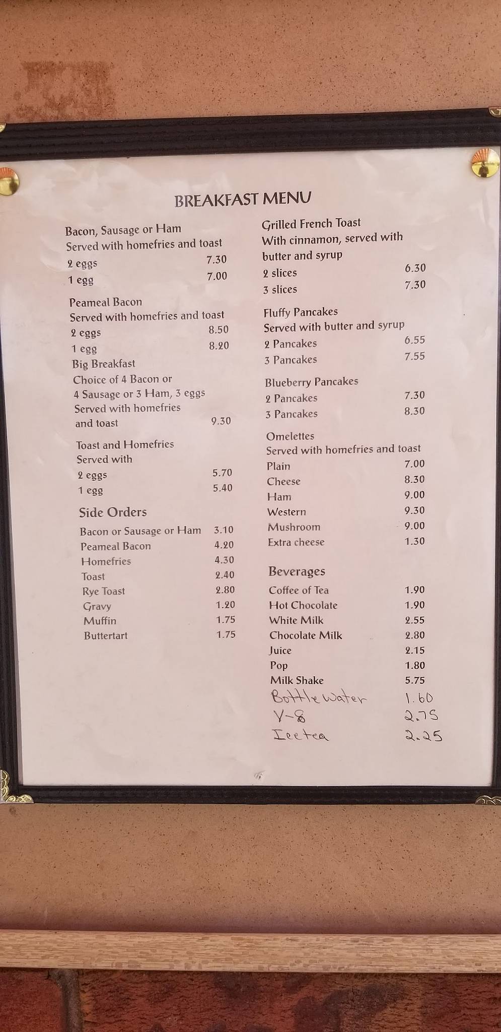 Menu at Log Cabin Restaurant, Washago