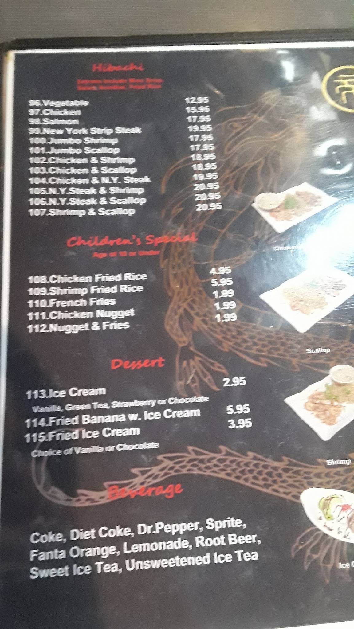Menu at Mikado Sushi & Steak House restaurant, Pineville