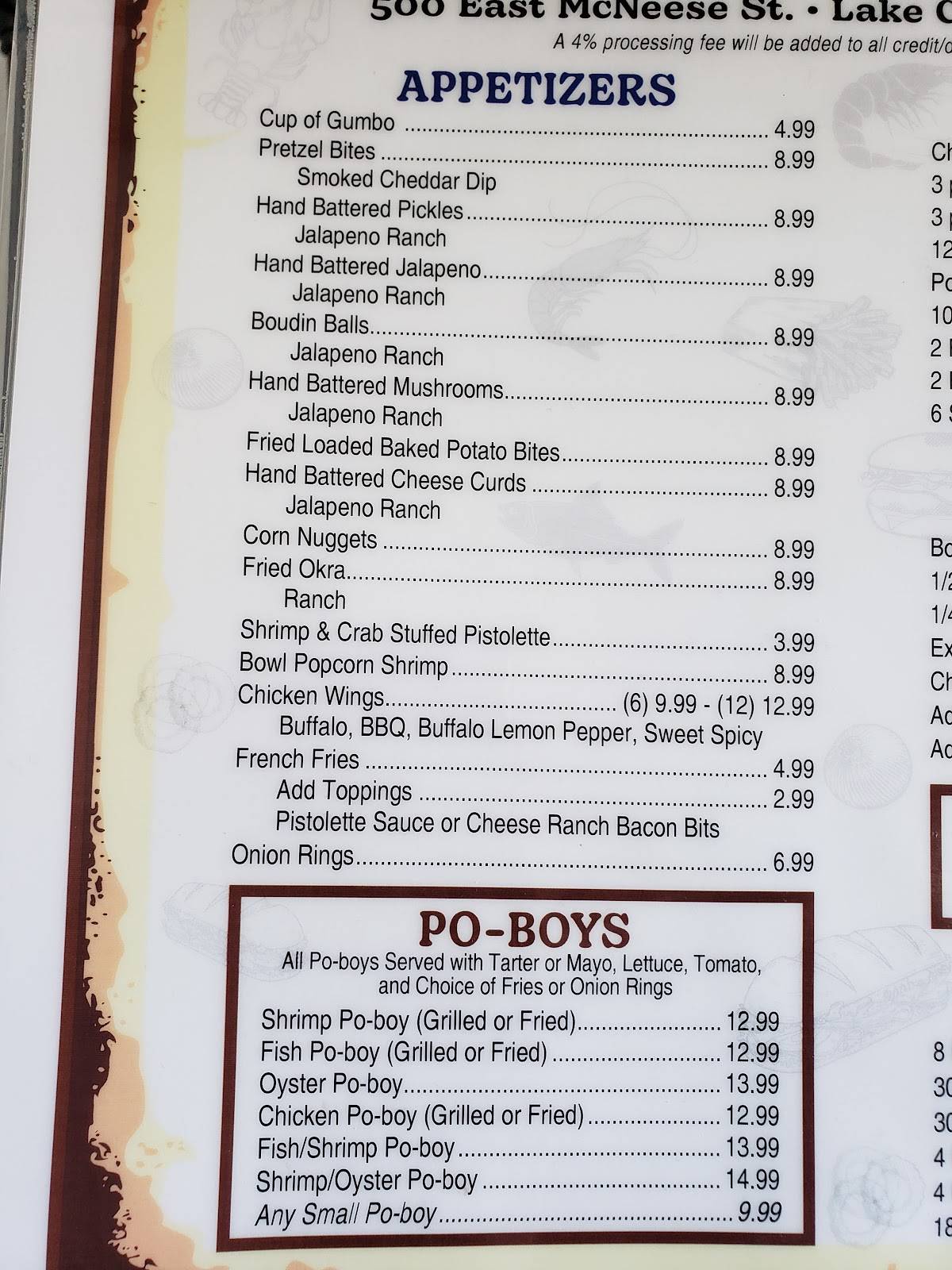 Menu At Mr Bill's Seafood Express Restaurant, Lake Charles